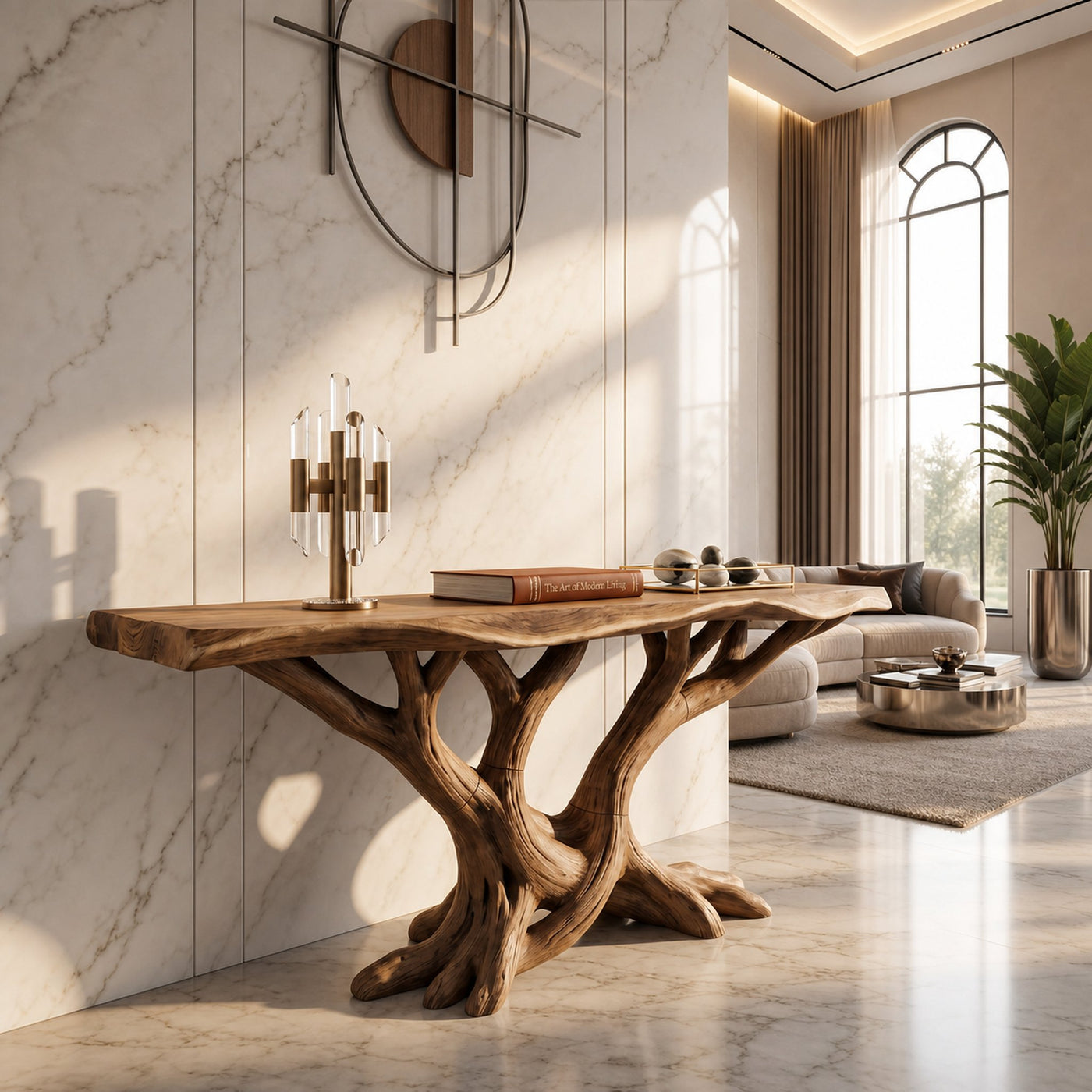 Organic Twisted Wood Console Table Contemporary Hallway - product view 6
