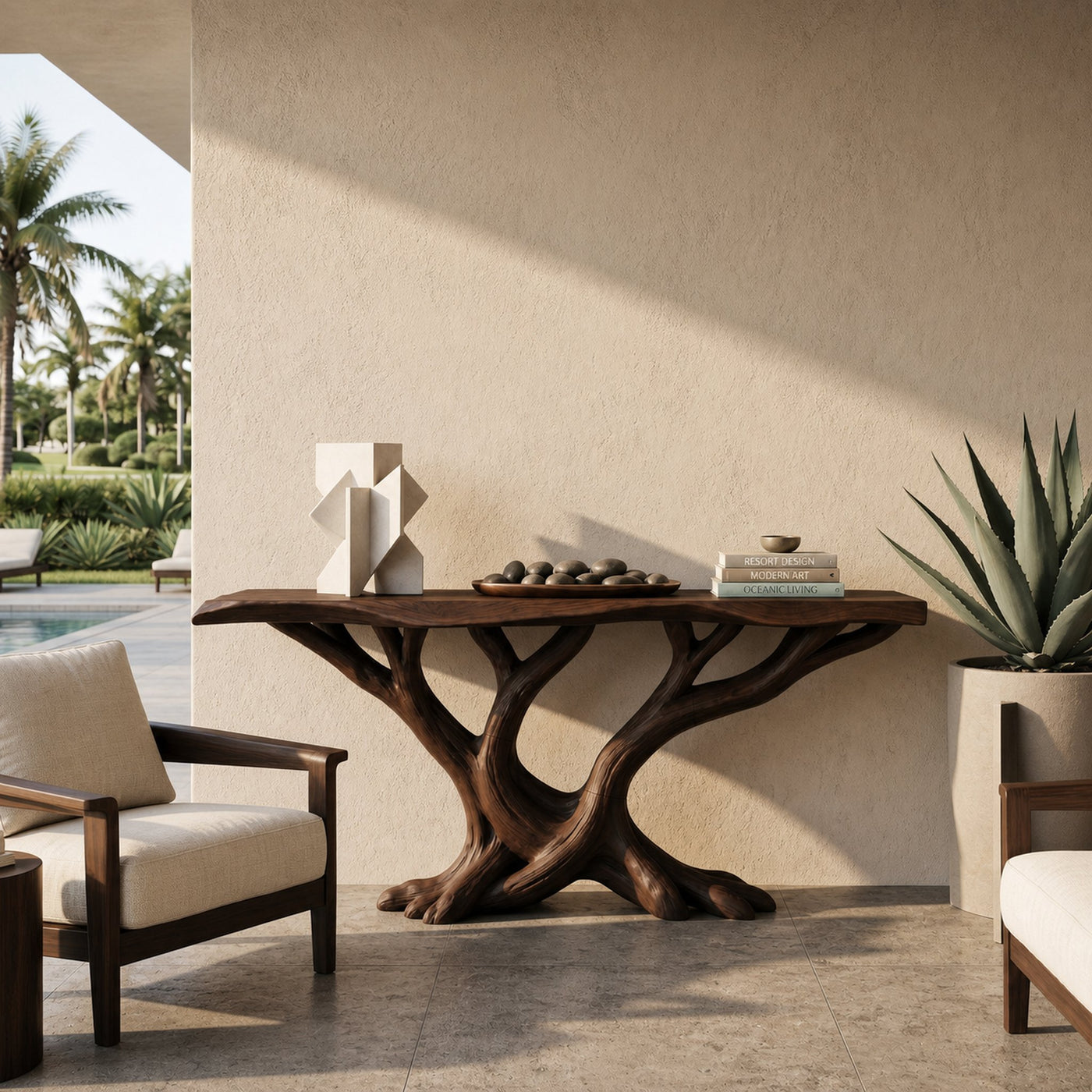 Organic Twisted Wood Console Table Contemporary Hallway - product view 7