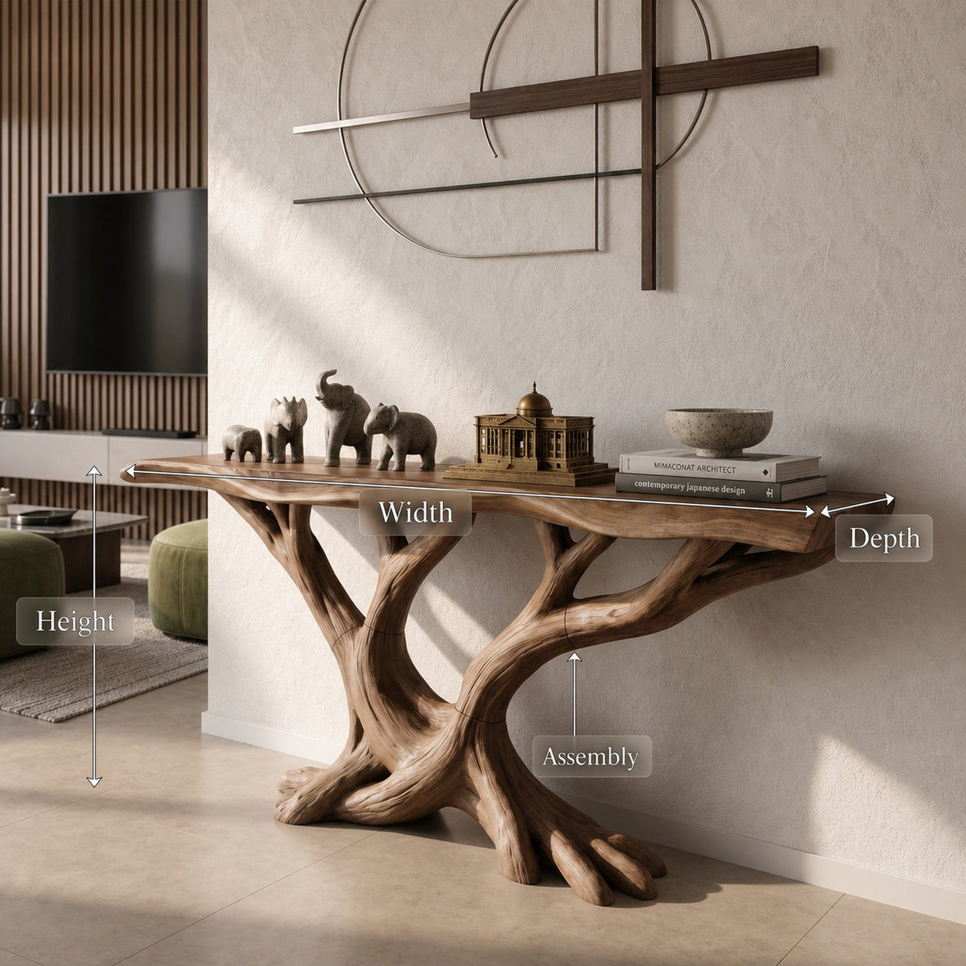 Organic Twisted Wood Console Table Contemporary Hallway - product view 8
