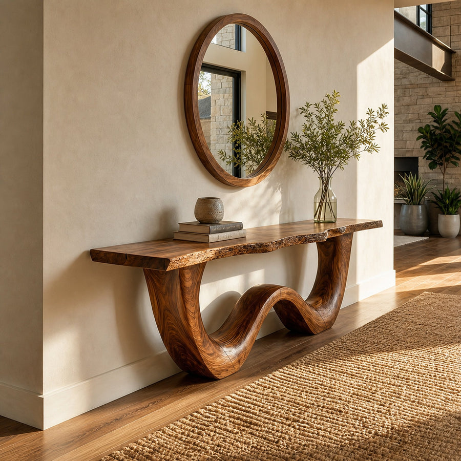 Organic Wave Base Console Table Entryway Hallway Living Room