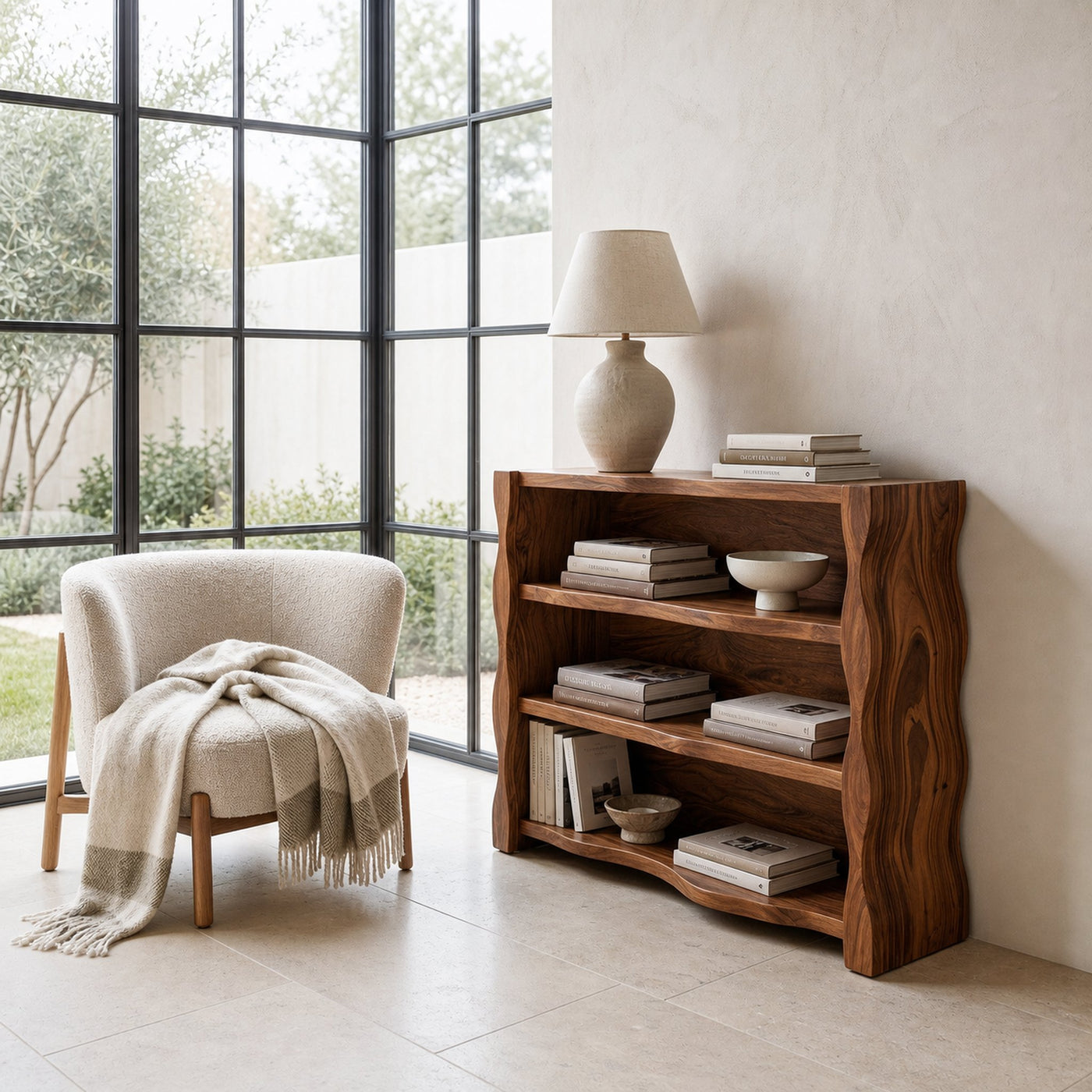 Organic Wavy Console Table With Three Tiers For Interior