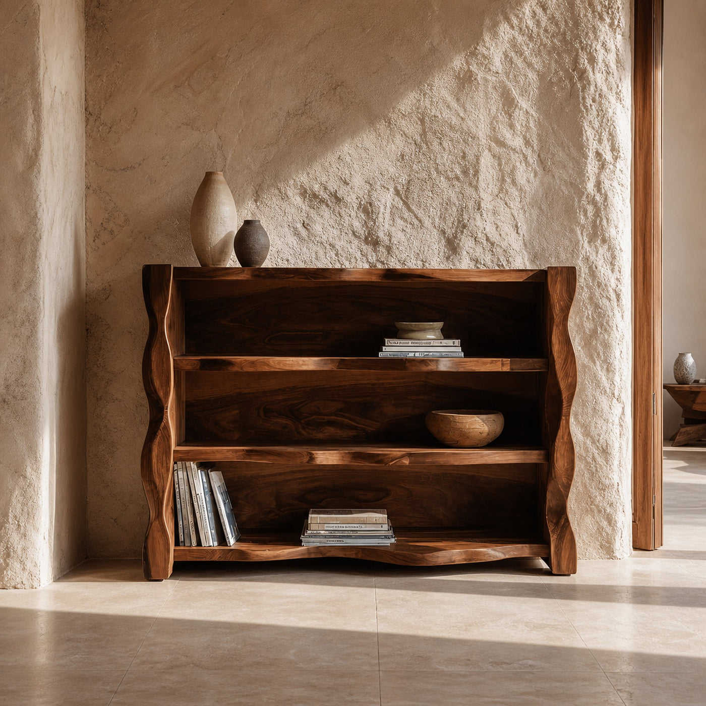 Organic Wavy Console Table With Three Tiers For Interior - product view 2