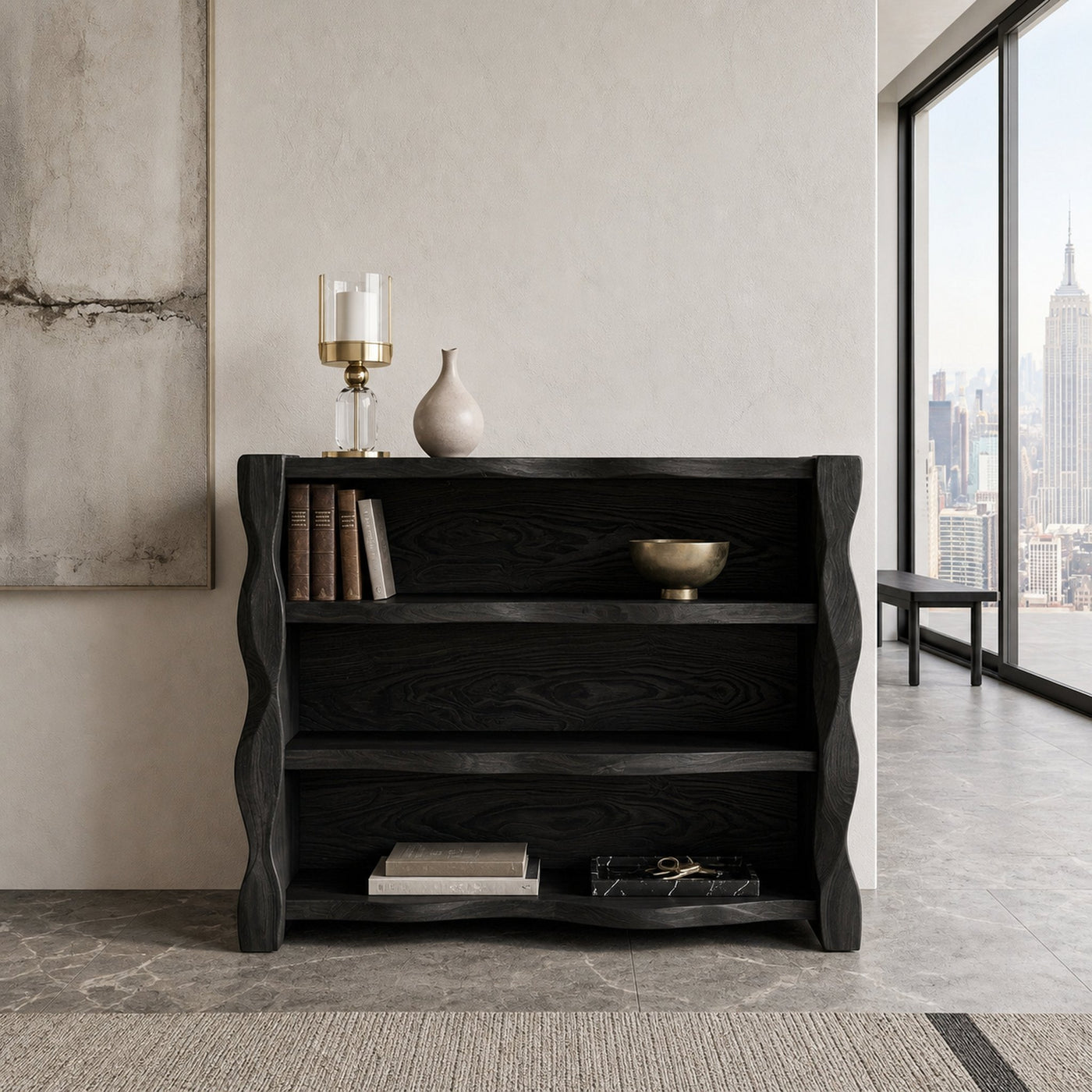 Organic Wavy Console Table With Three Tiers For Interior - product view 4