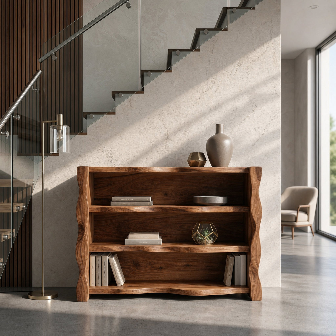 Organic Wavy Console Table With Three Tiers For Interior - product view 6
