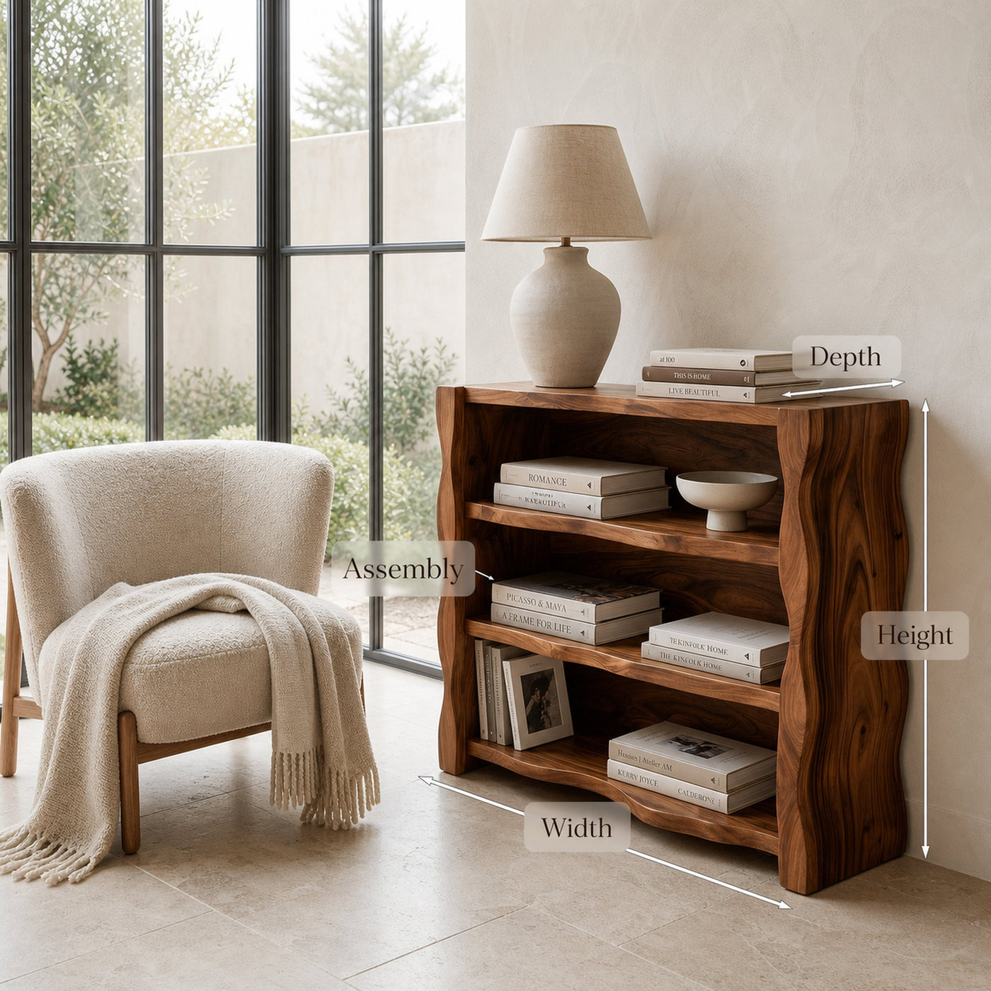 Organic Wavy Console Table With Three Tiers For Interior - product view 8