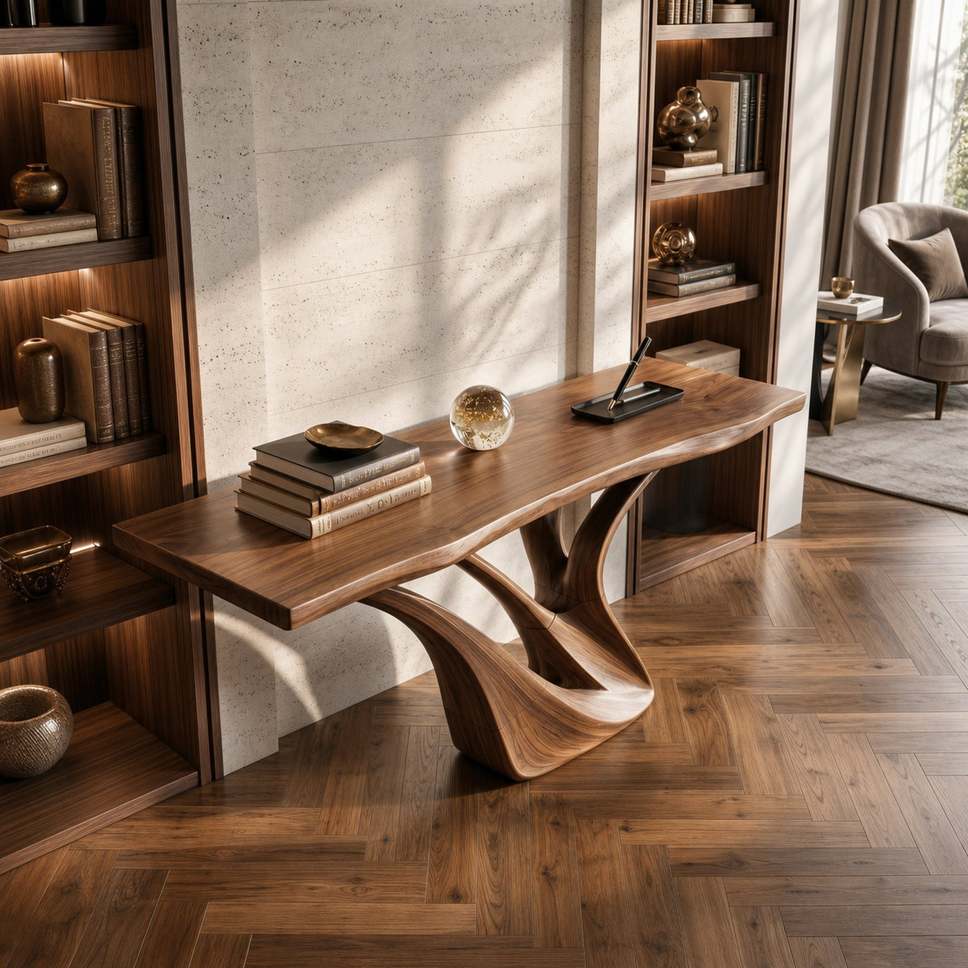 Organic Wing Base Console Table Modern Entryway - product view 2