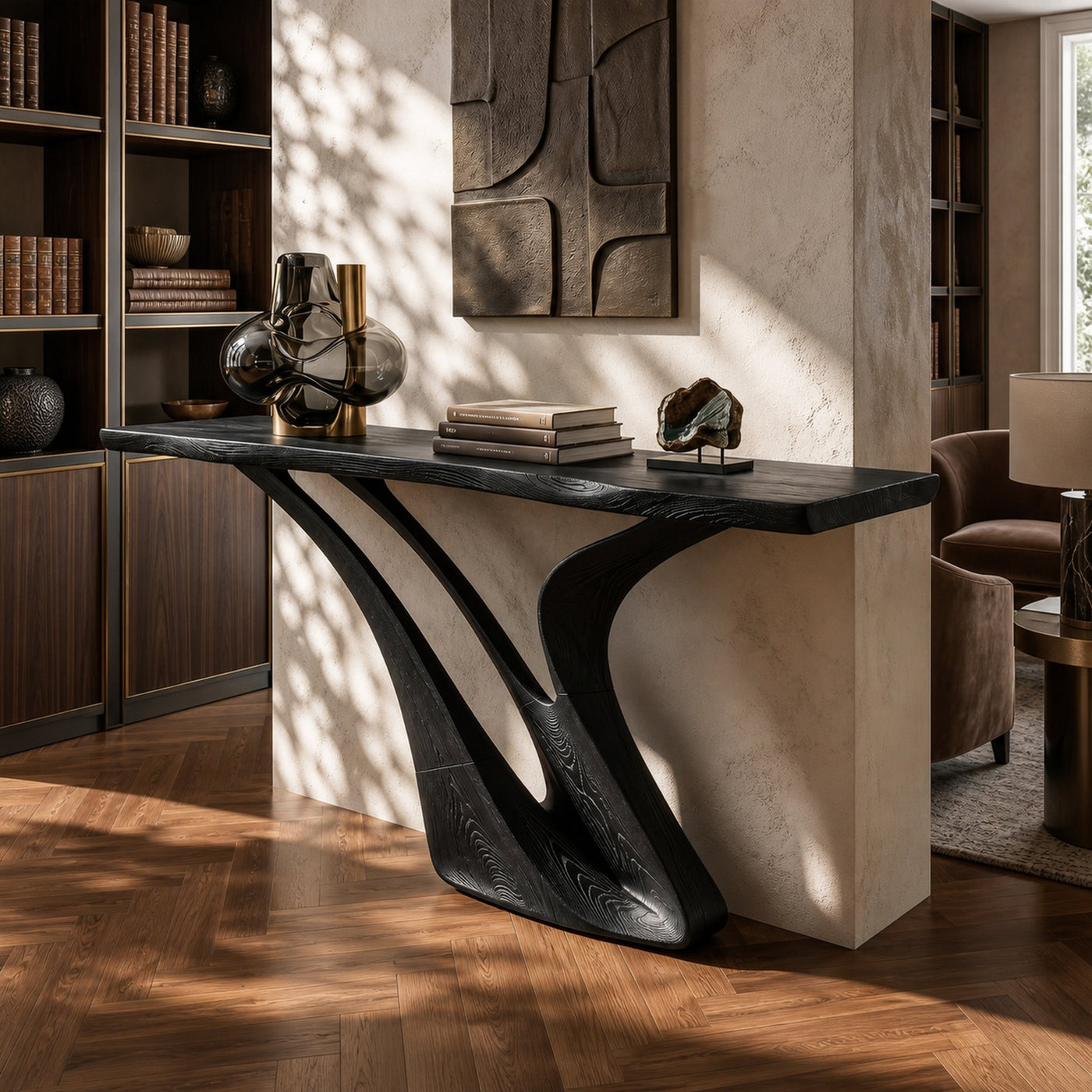 Organic Wing Base Console Table Modern Entryway - product view 4