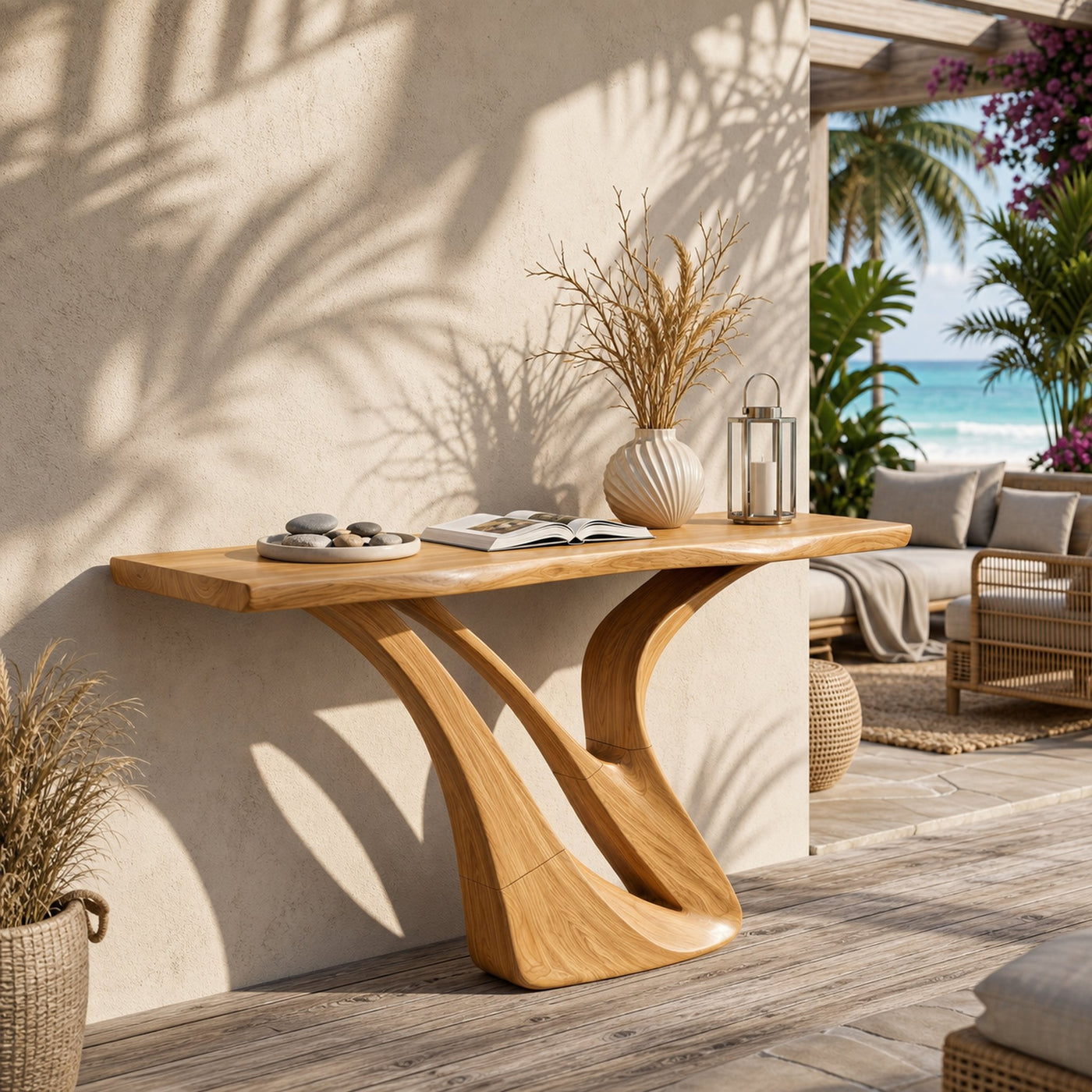Organic Wing Base Console Table Modern Entryway - product view 5