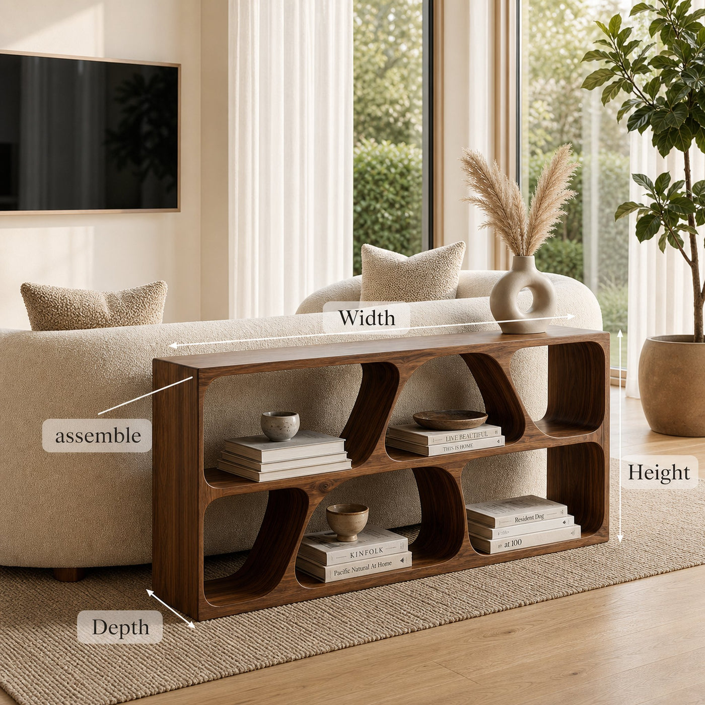 Organic Wood Console Table With Multiple Storage Compartments For Living - product view 8