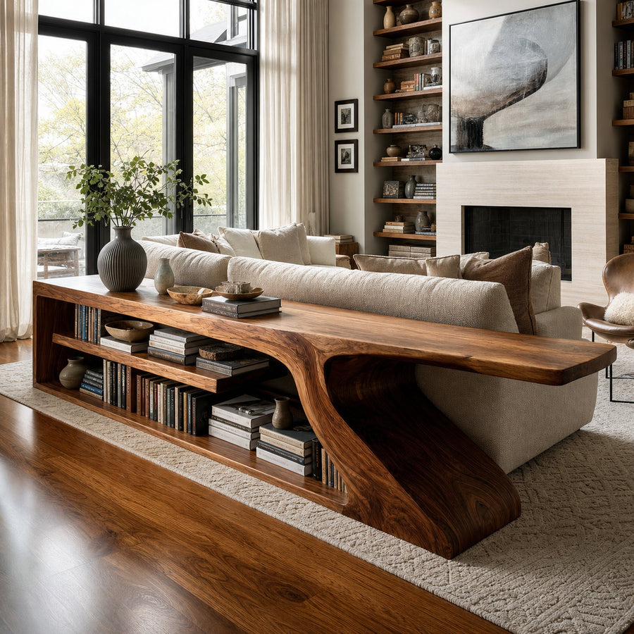 Organic Wooden Console Table For Modern Home