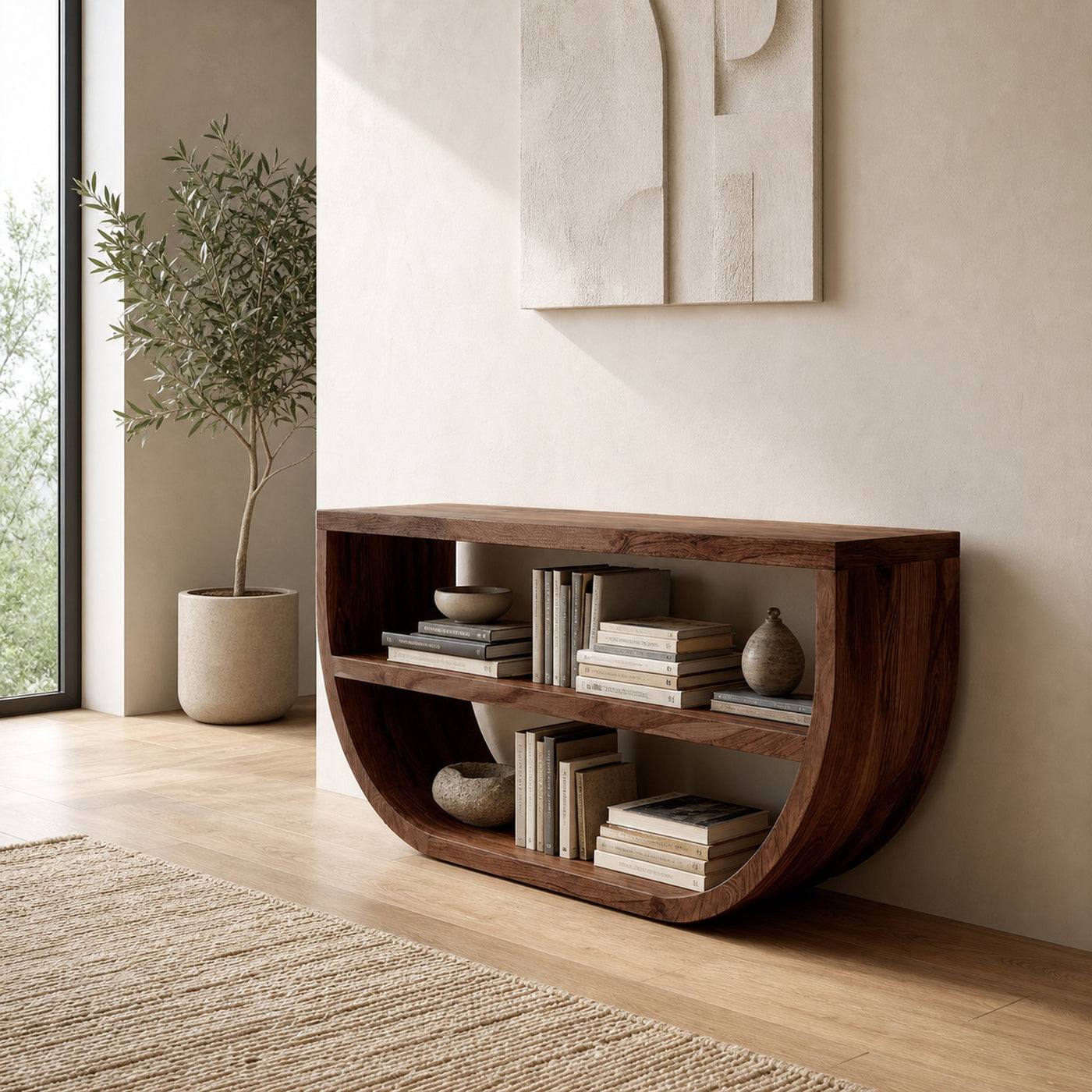 Organic Wooden Console Table With Storage For Living Room - product view 6