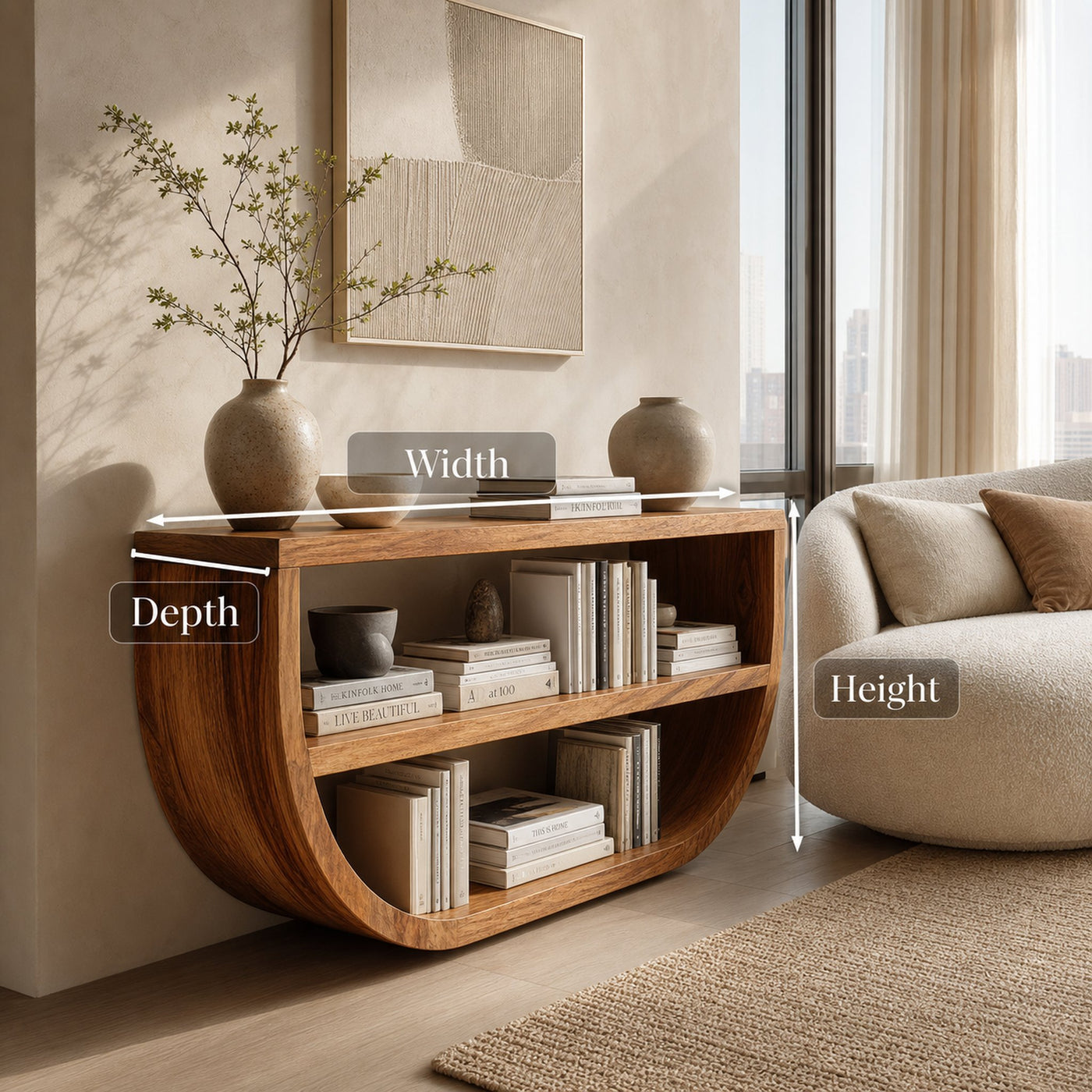 Organic Wooden Console Table With Storage For Living Room - product view 7