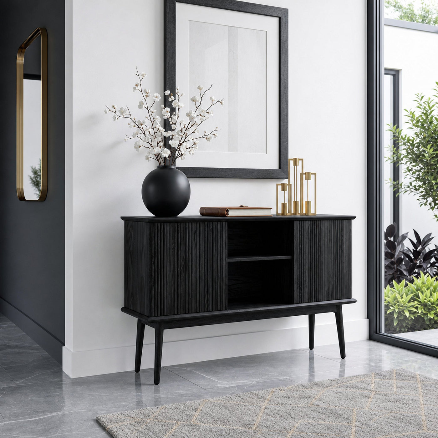 Organic Wooden Fluted Console Table For Entryway - product view 4