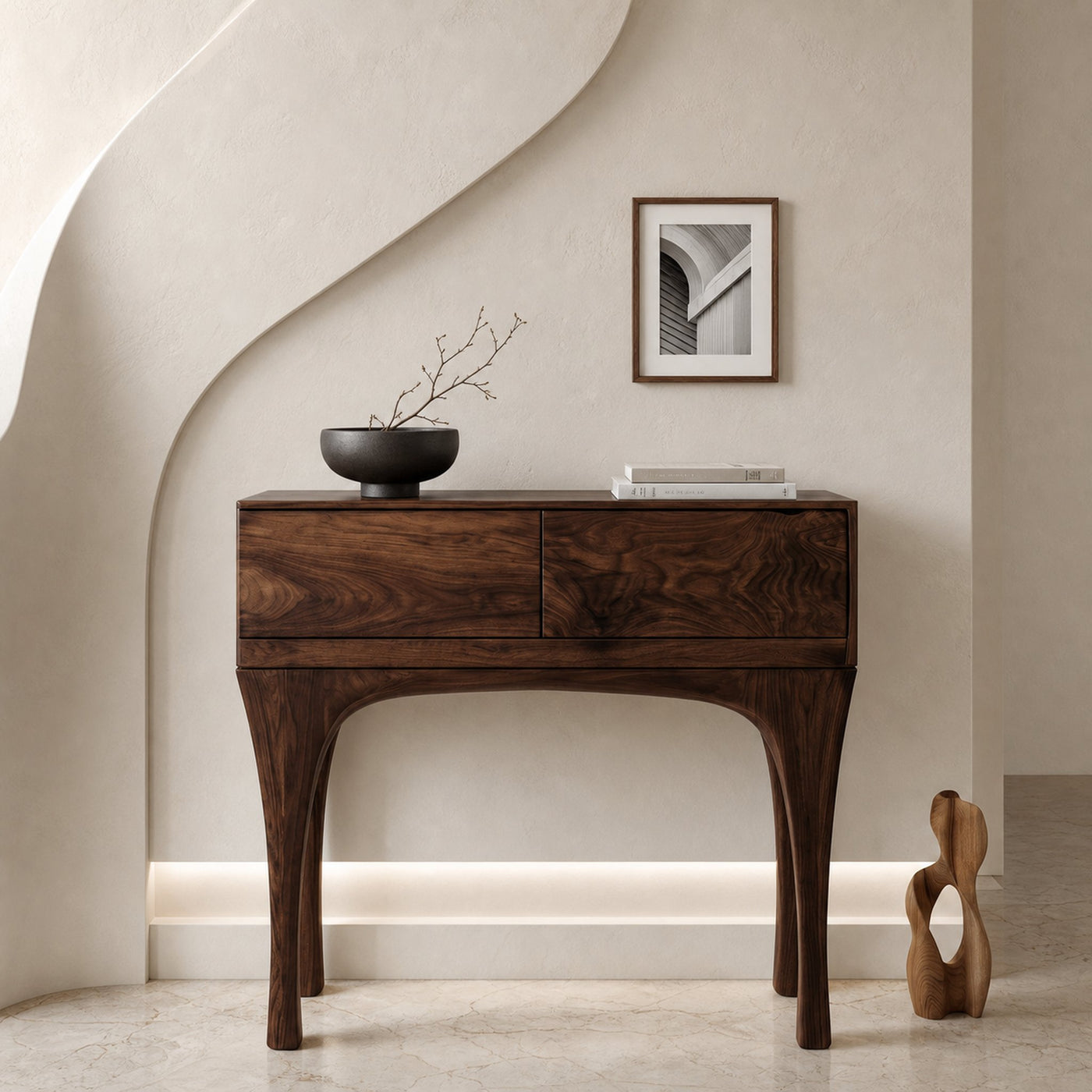 Organic Wooden Tapered Console Table For Living Room - product view 2