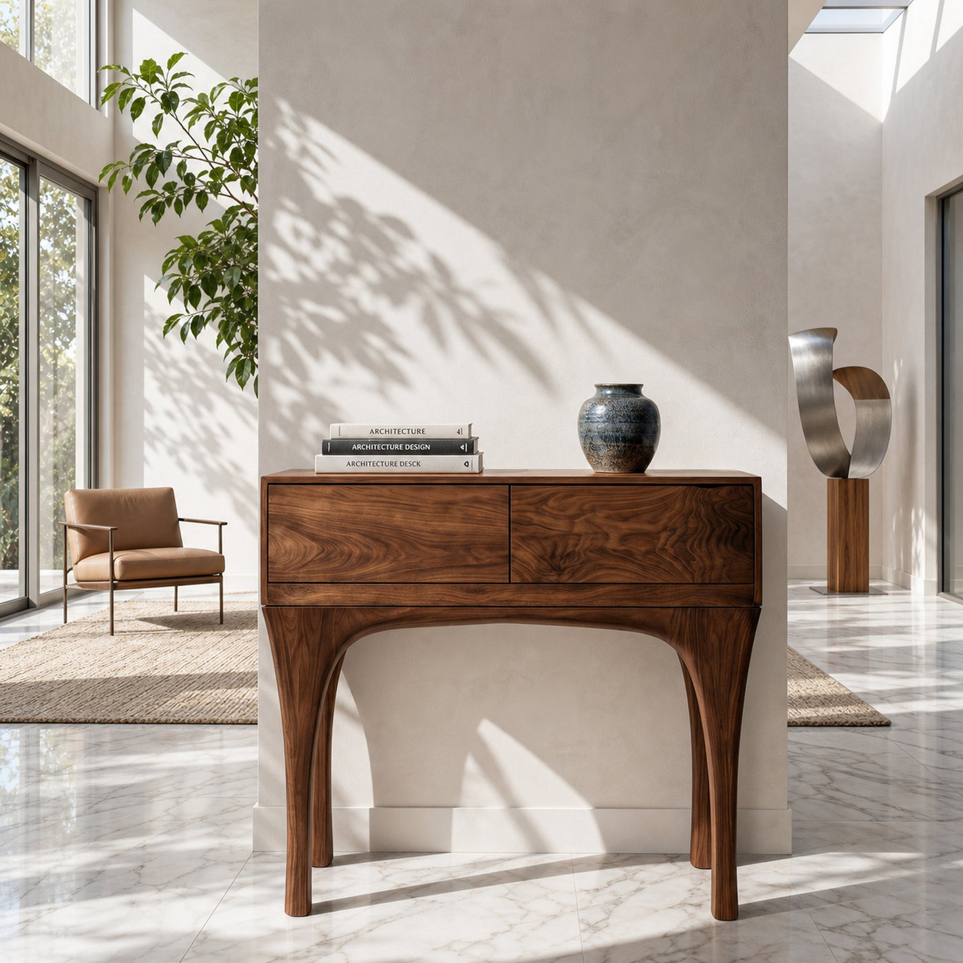 Organic Wooden Tapered Console Table For Living Room - product view 6