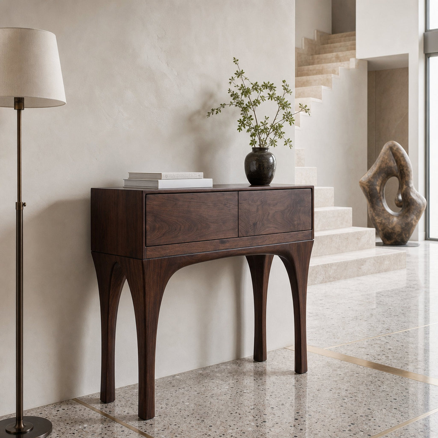 Organic Wooden Tapered Console Table For Living Room - product view 7