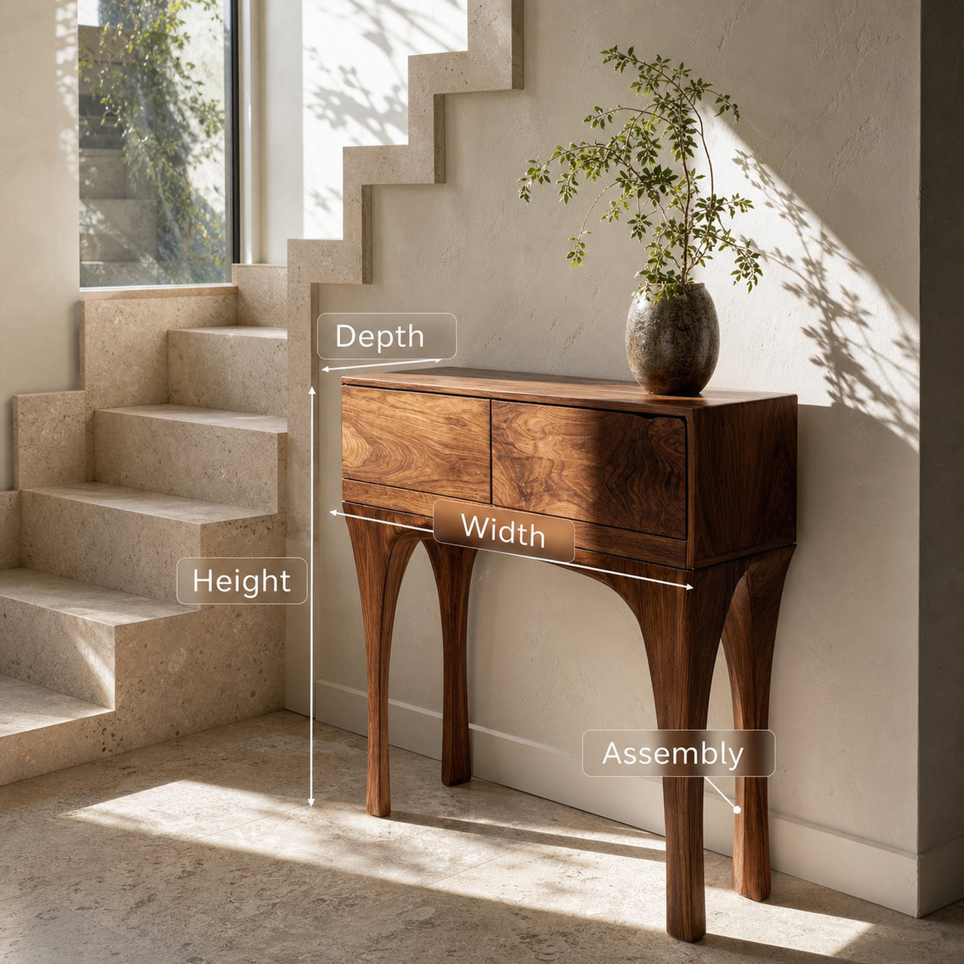 Organic Wooden Tapered Console Table For Living Room - product view 8