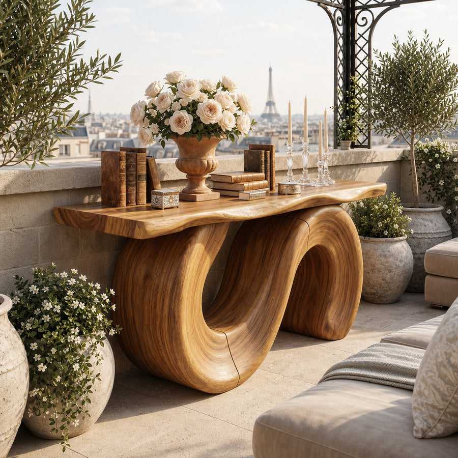 Parisian Wooden Console Table For Terrace Styling