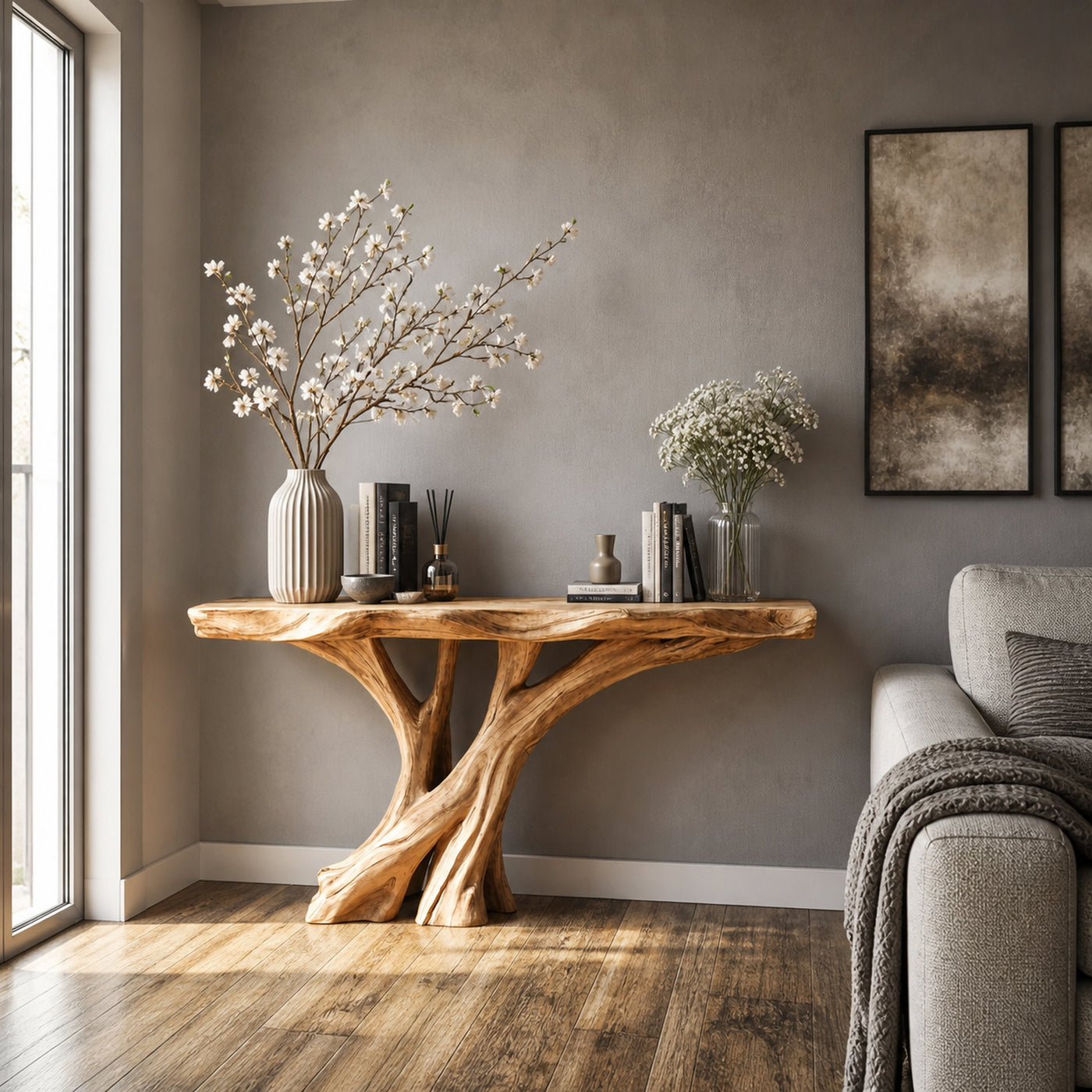 Perfect Natural Wood Console Table For A Functional Living Room - product view 2