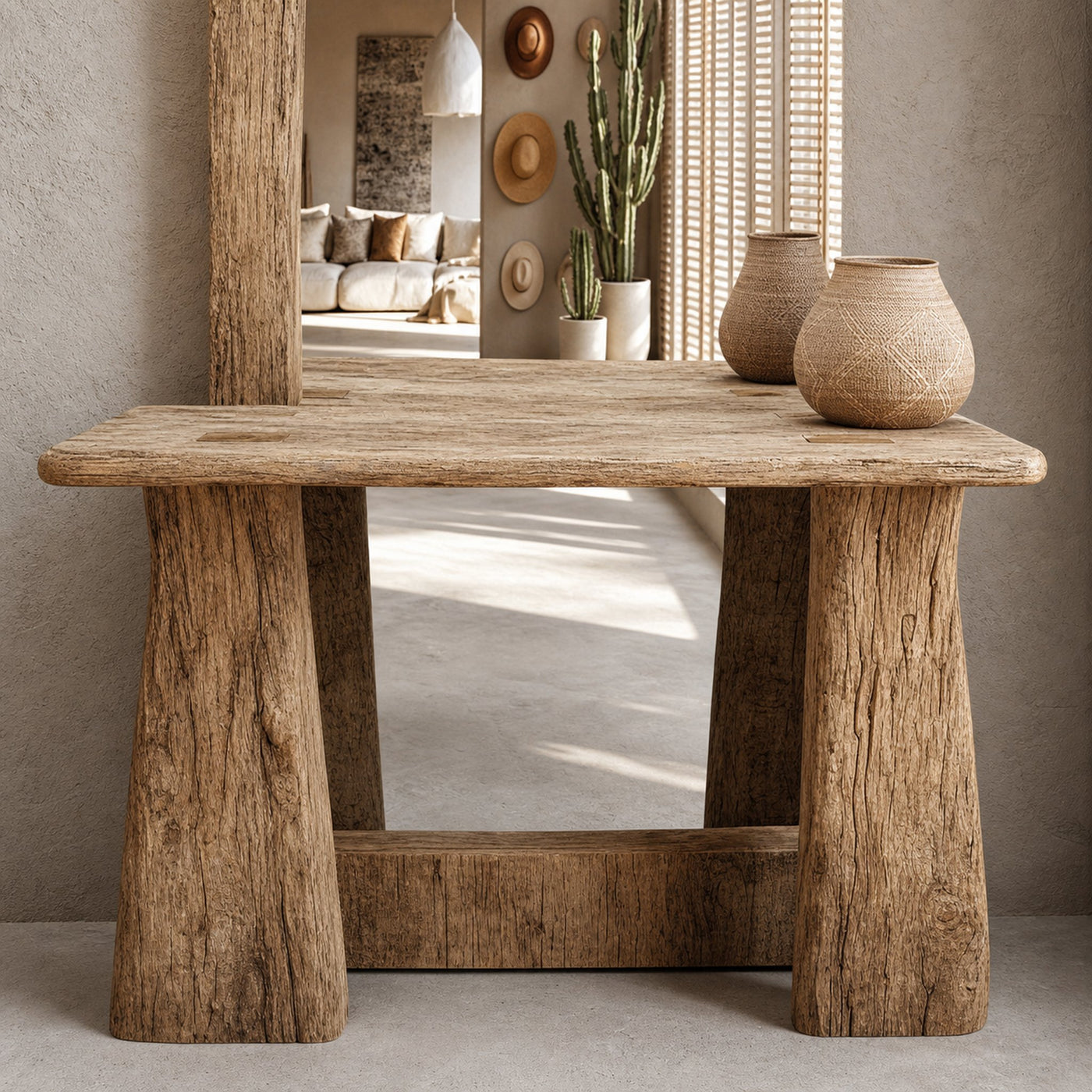 Reclaimed Wood Console Table Live Edge Table - product view 2