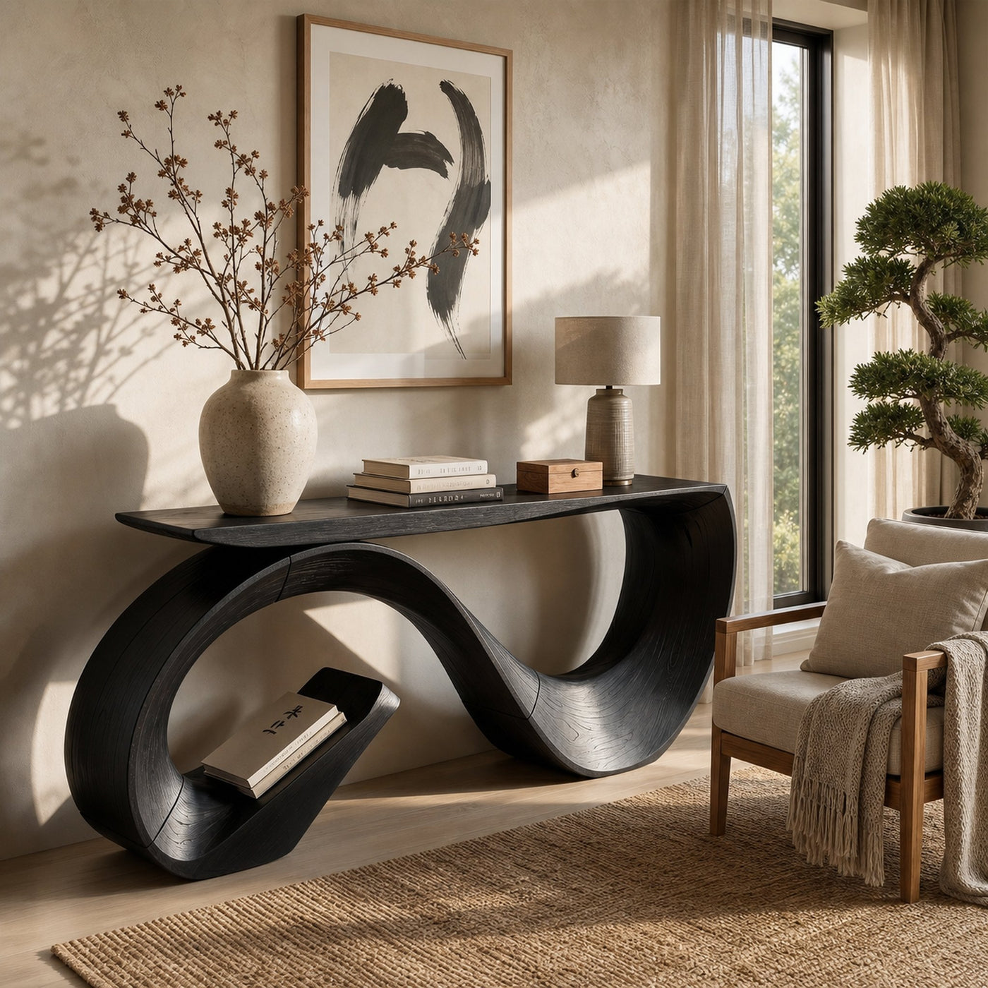 Rustic Artistic Console Table For Hallway Entryway - product view 7