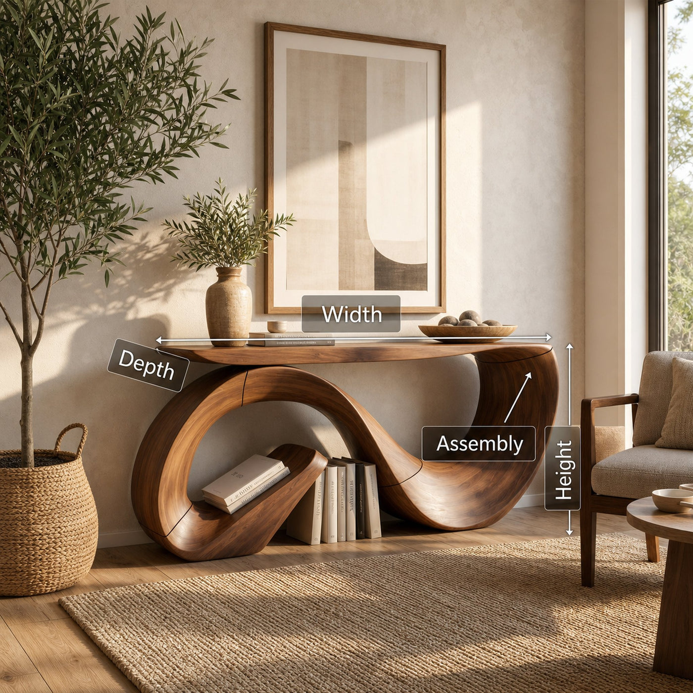 Rustic Artistic Console Table For Hallway Entryway - product view 8
