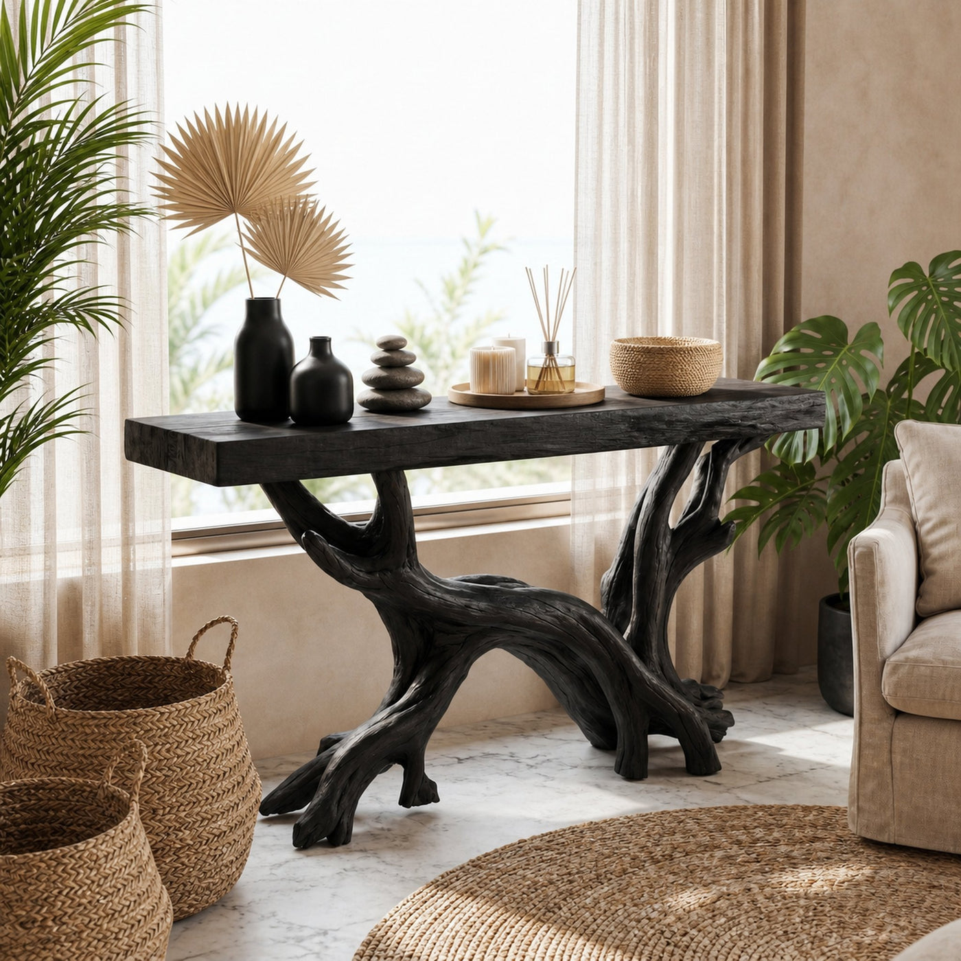 Rustic Coastal Console Table Living Room And Hallway - product view 4