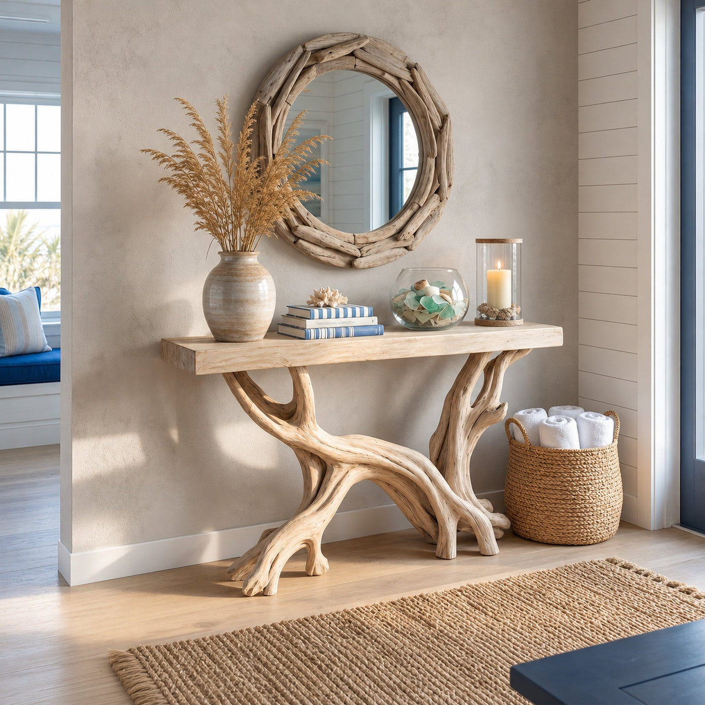 Rustic Coastal Console Table Living Room And Hallway - product view 5