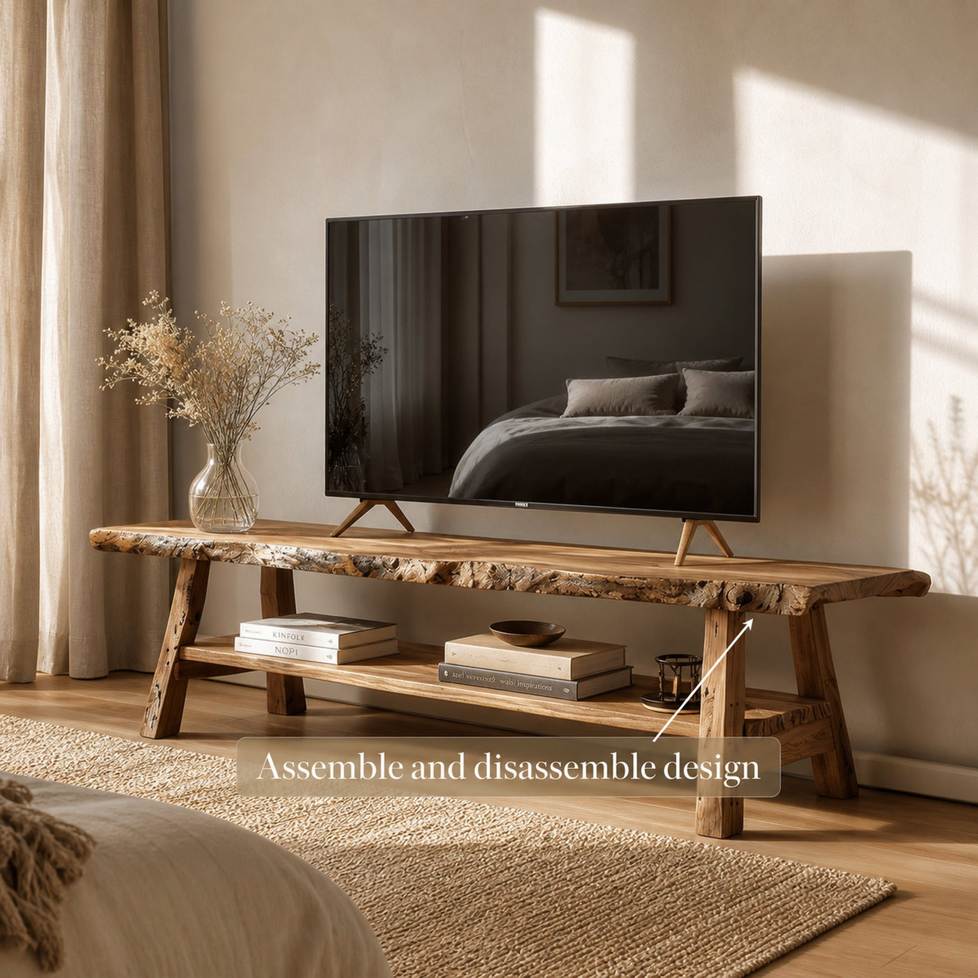 Rustic Console TV Stand Bedroom - product view 4