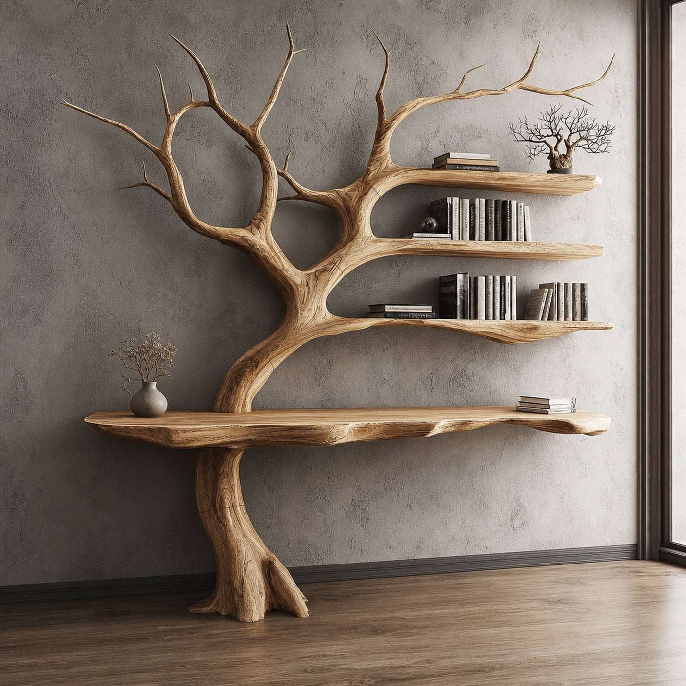 Rustic Console Table Artistic Tree Branch Reading Room