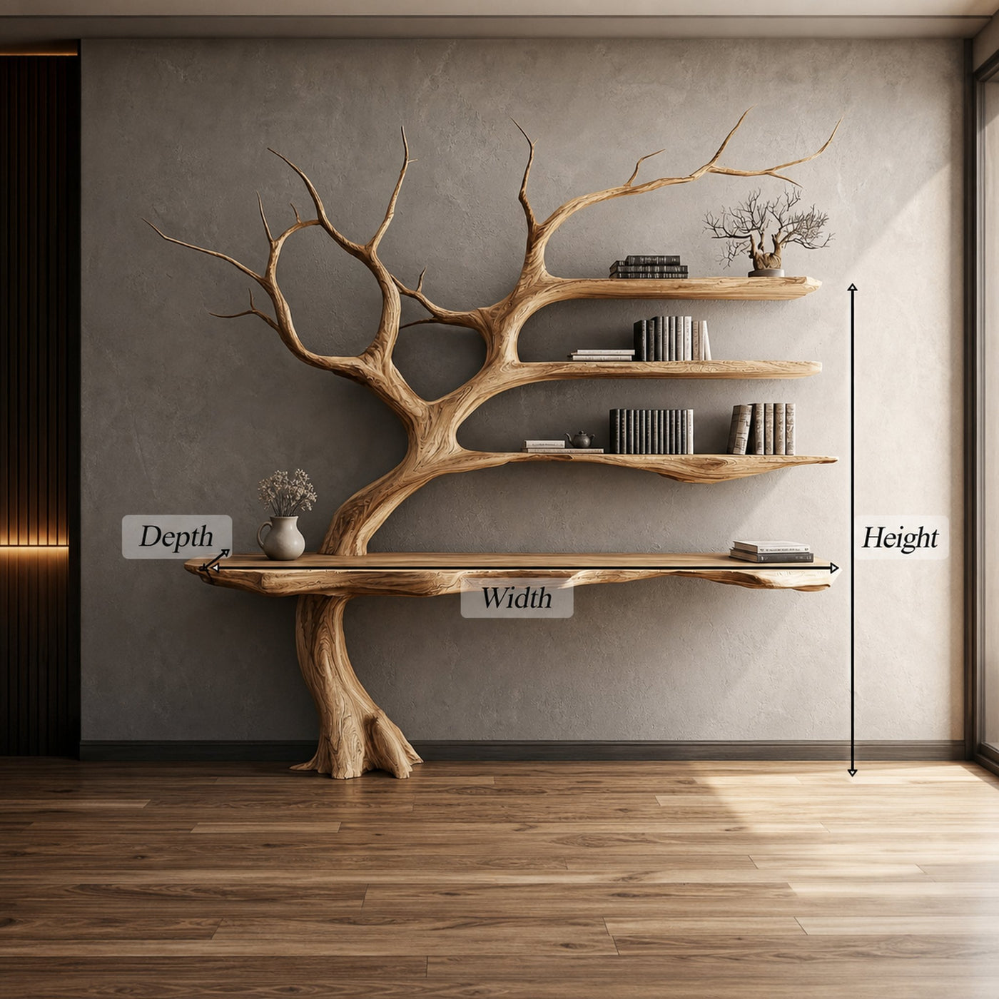 Rustic Console Table Artistic Tree Branch Reading Room - product view 5