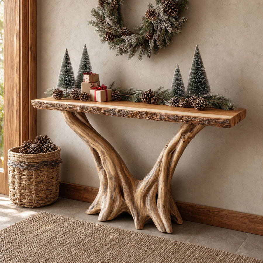 Rustic Console Table Christmas Entryway And Living Room