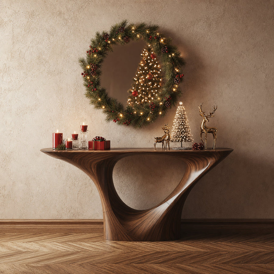 Rustic Console Table Christmas Entryway Display