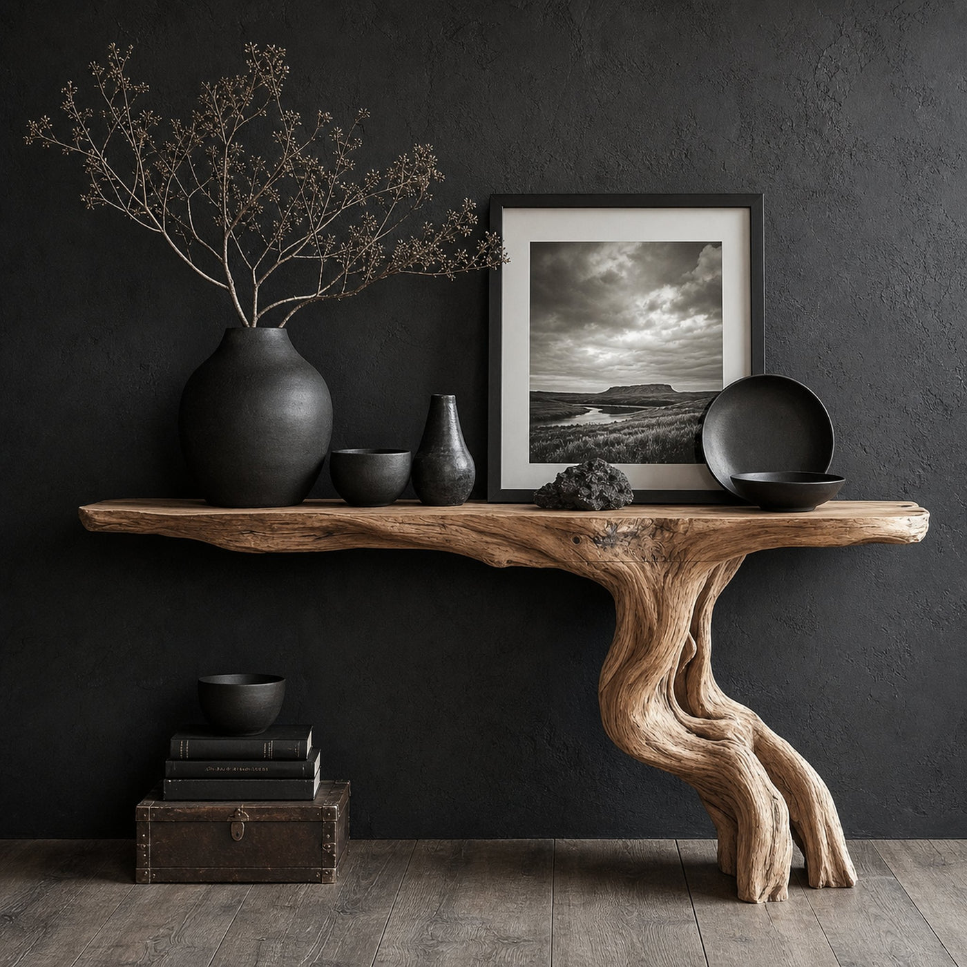 Rustic Console Table Driftwood Live Edge Natural Wood Gift