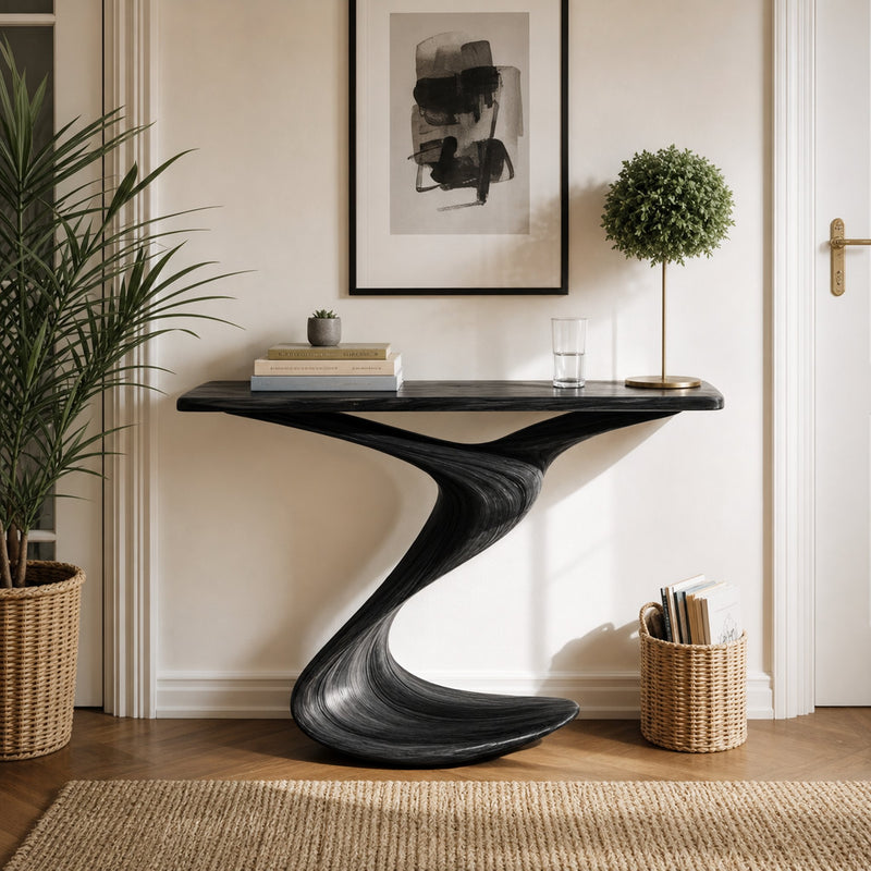 Driftform Spring Solid Wood Console Table with S-Curve Base
