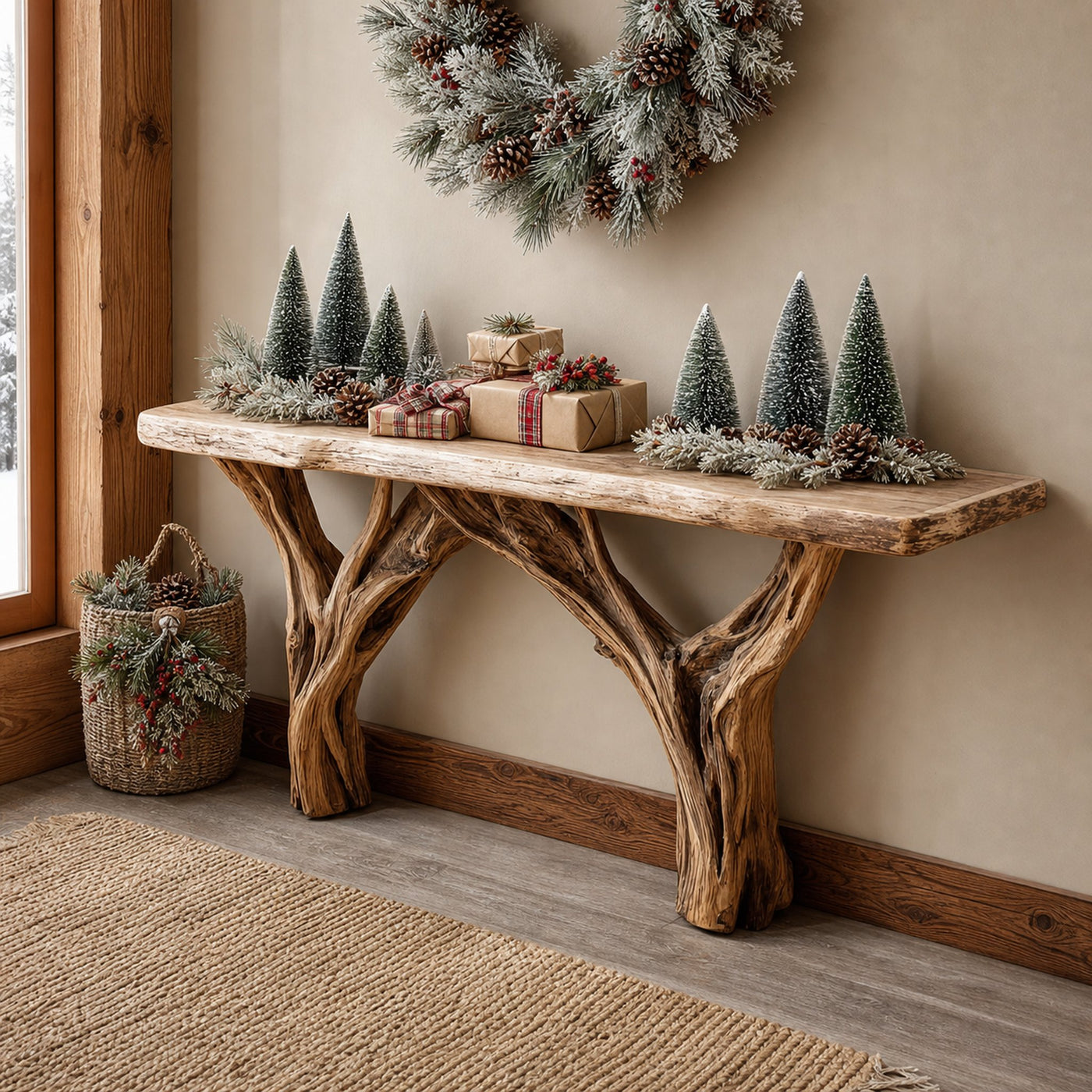 Rustic Console Table Entryway Holiday Decor