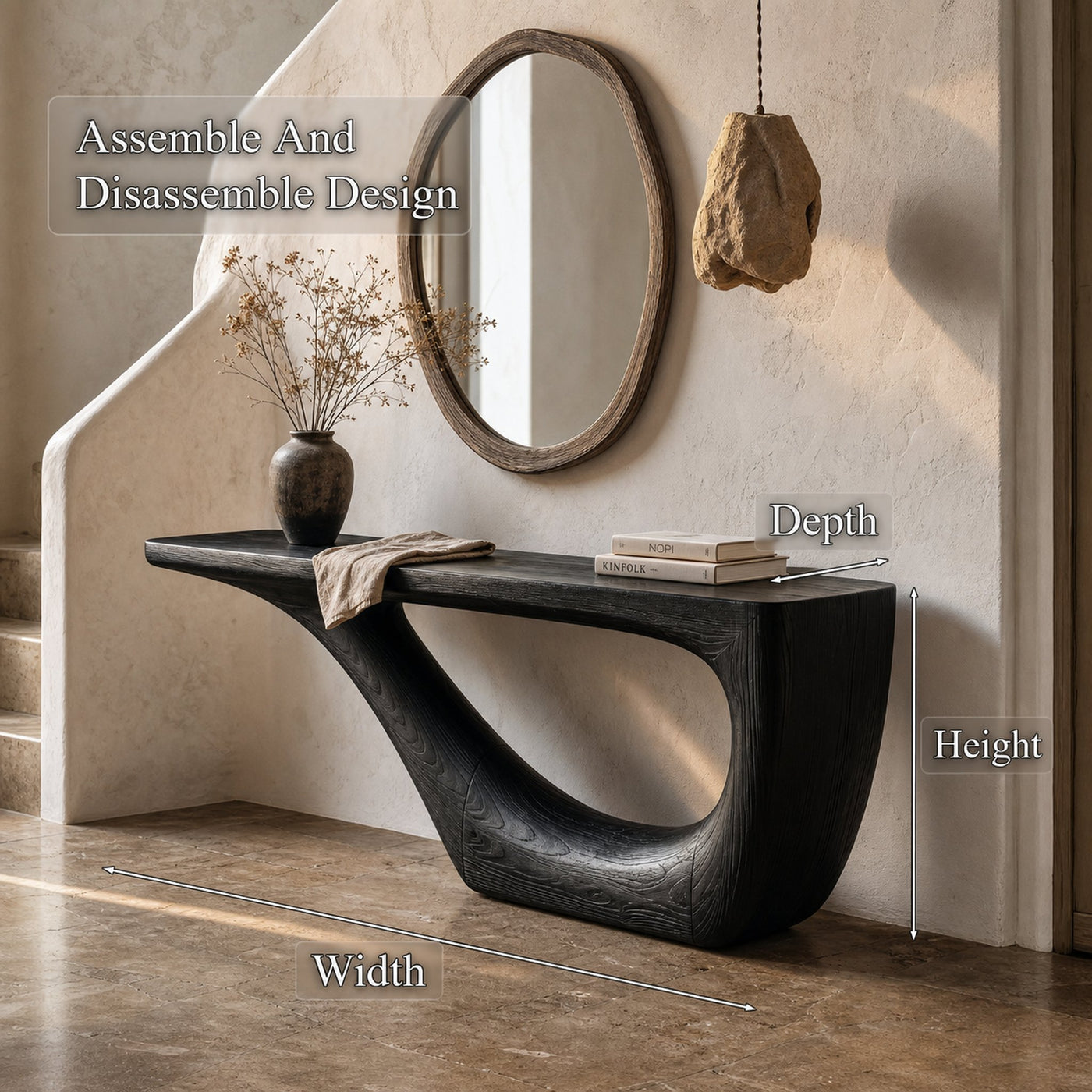 Rustic Console Table Entryway Table With Open Frame Base For Living Room - product view 8