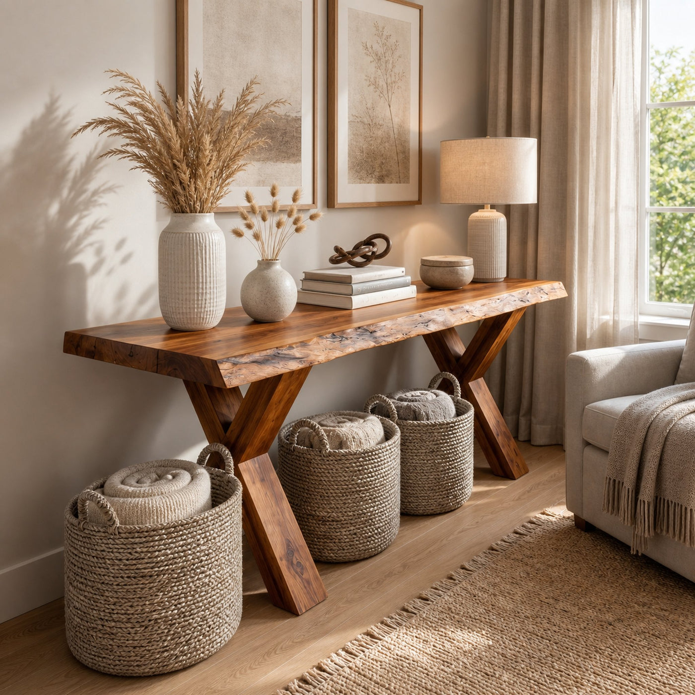 Rustic Console Table Farmhouse Entryway - product view 6