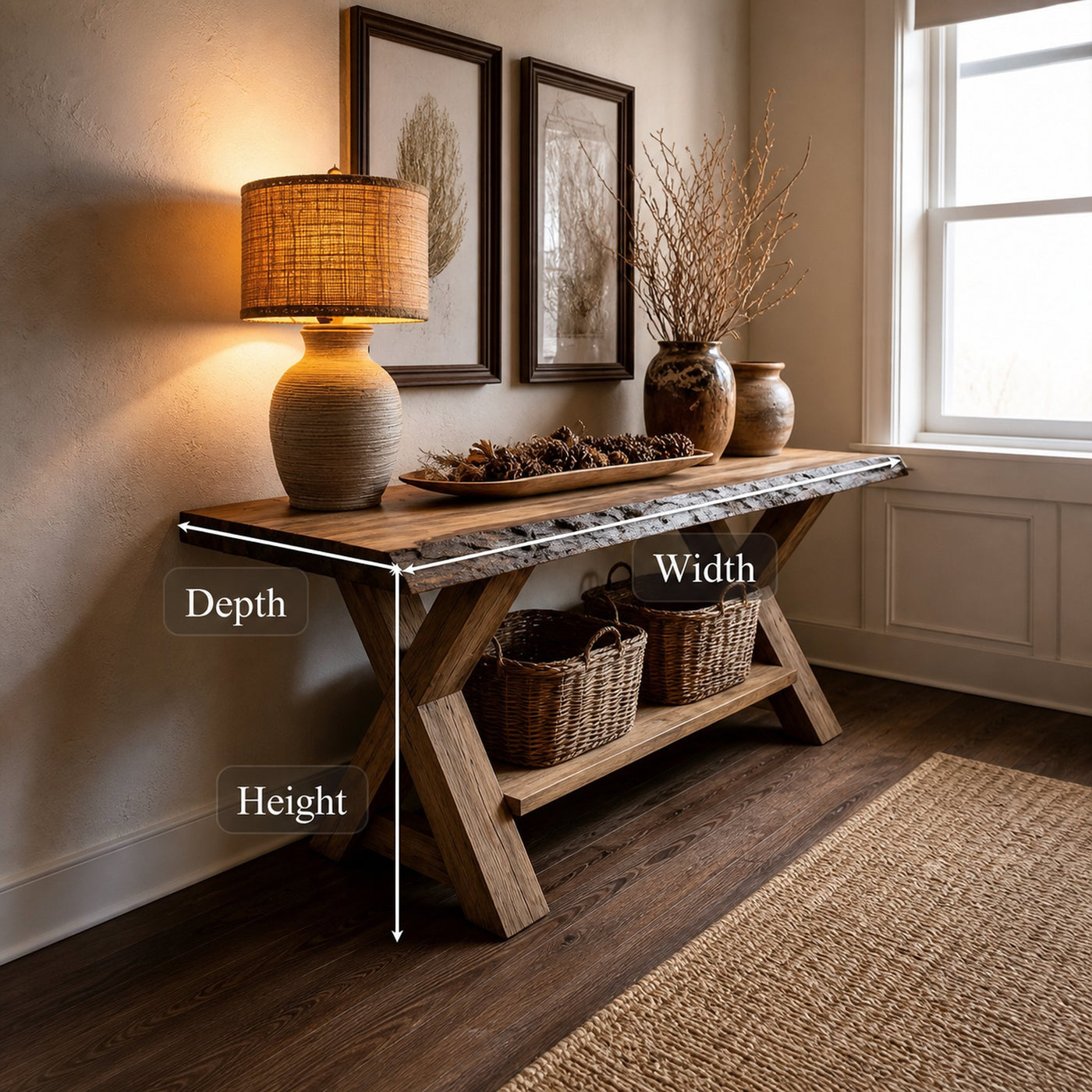 Rustic Console Table Farmhouse Entryway - product view 8