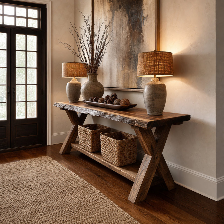 Rustic Console Table Farmhouse Sofa