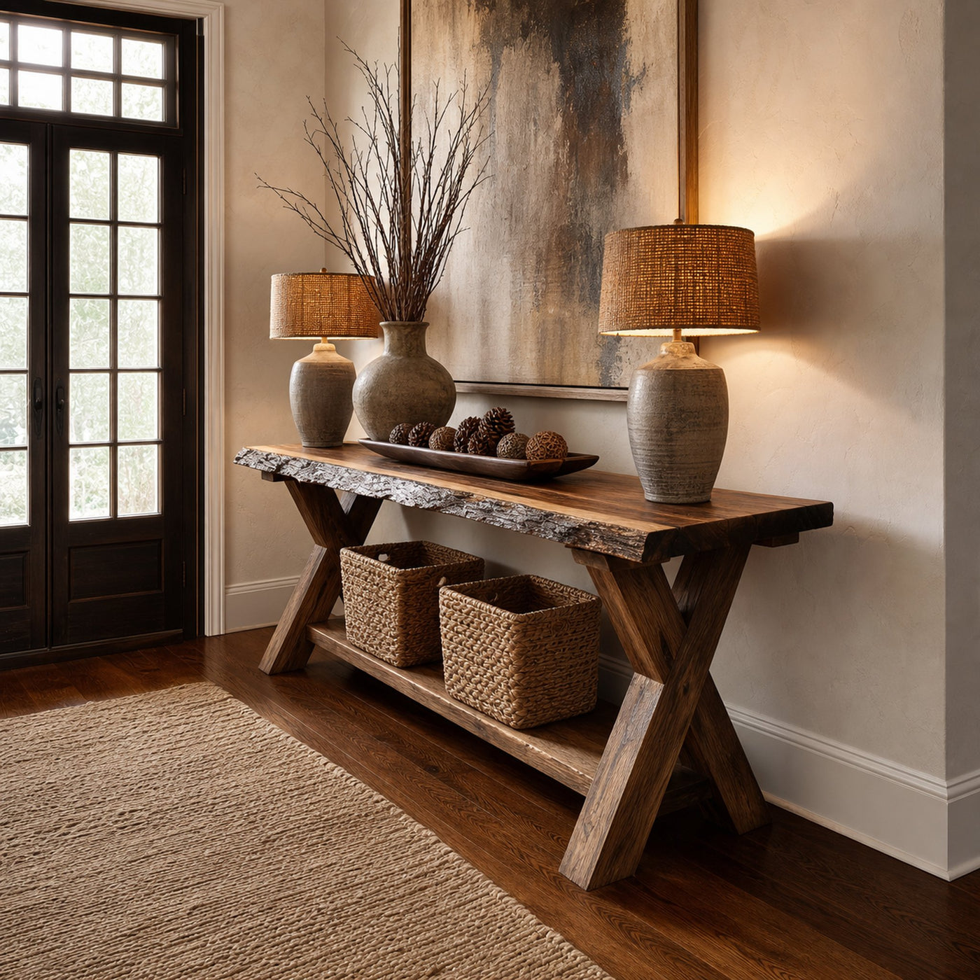 Rustic Console Table Farmhouse Sofa