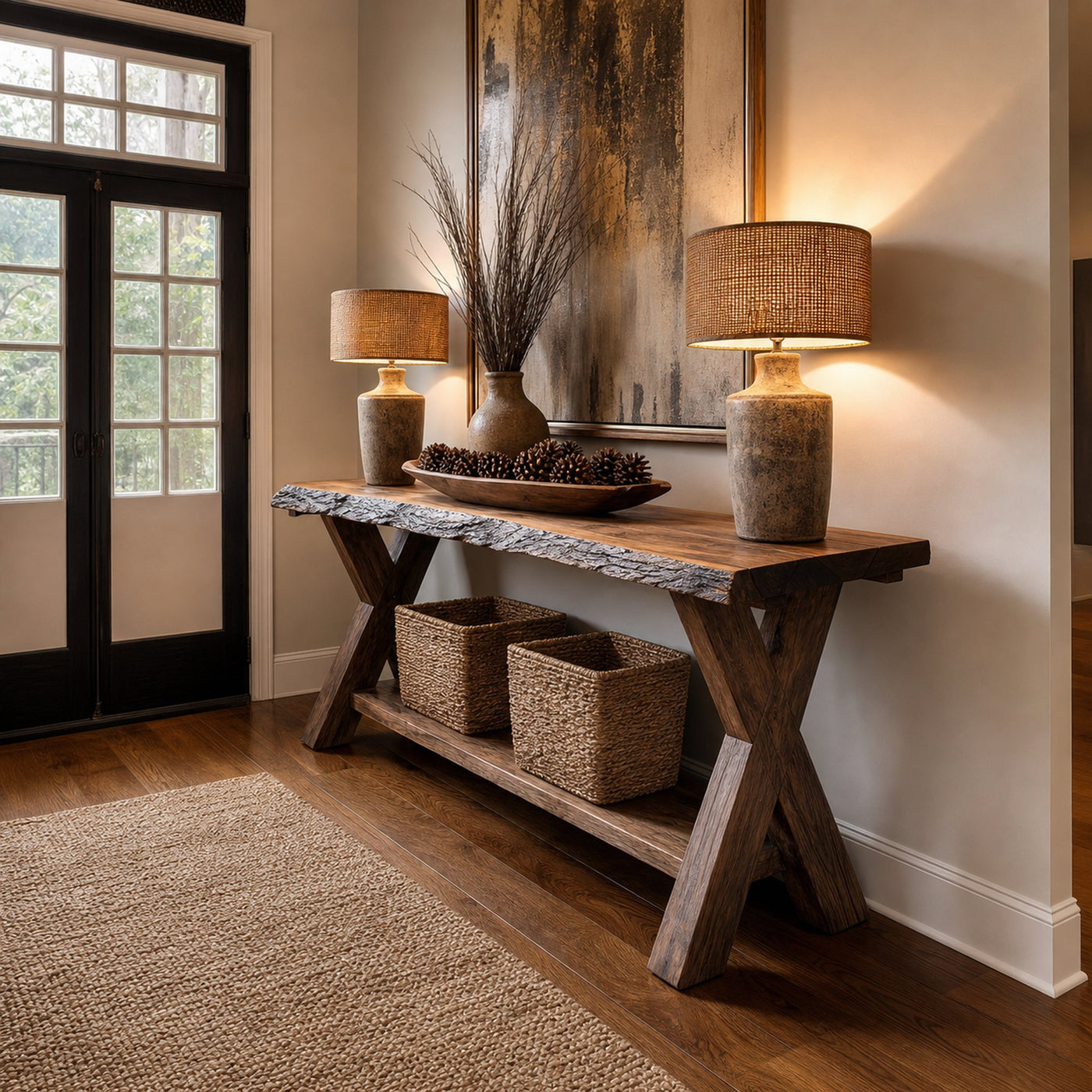Rustic Console Table Farmhouse Sofa - product view 2