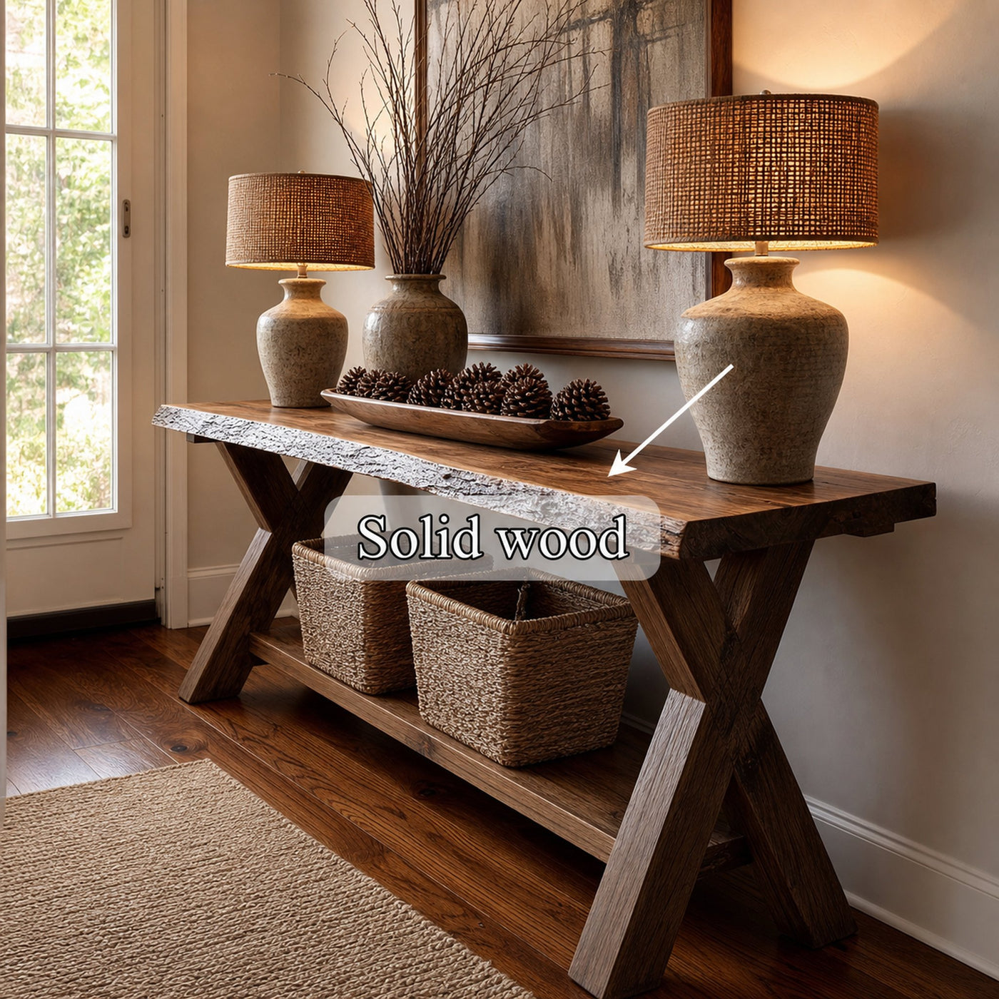 Rustic Console Table Farmhouse Sofa - product view 3