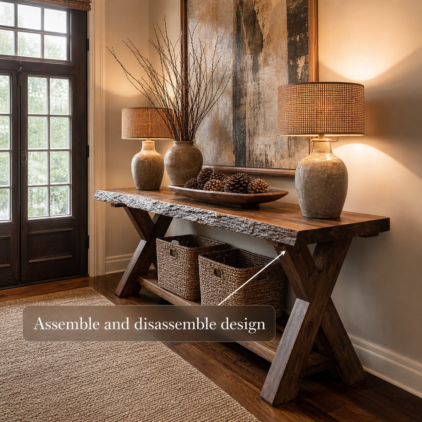 Rustic Console Table Farmhouse Sofa - product view 4