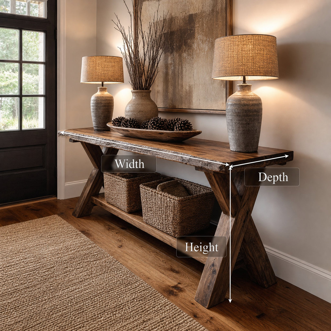 Rustic Console Table Farmhouse Sofa - product view 5