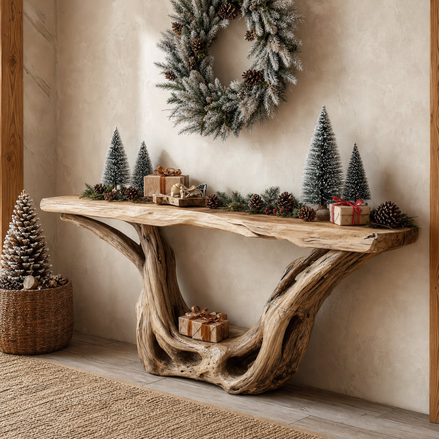 Rustic Console Table Festive Living Room Decor