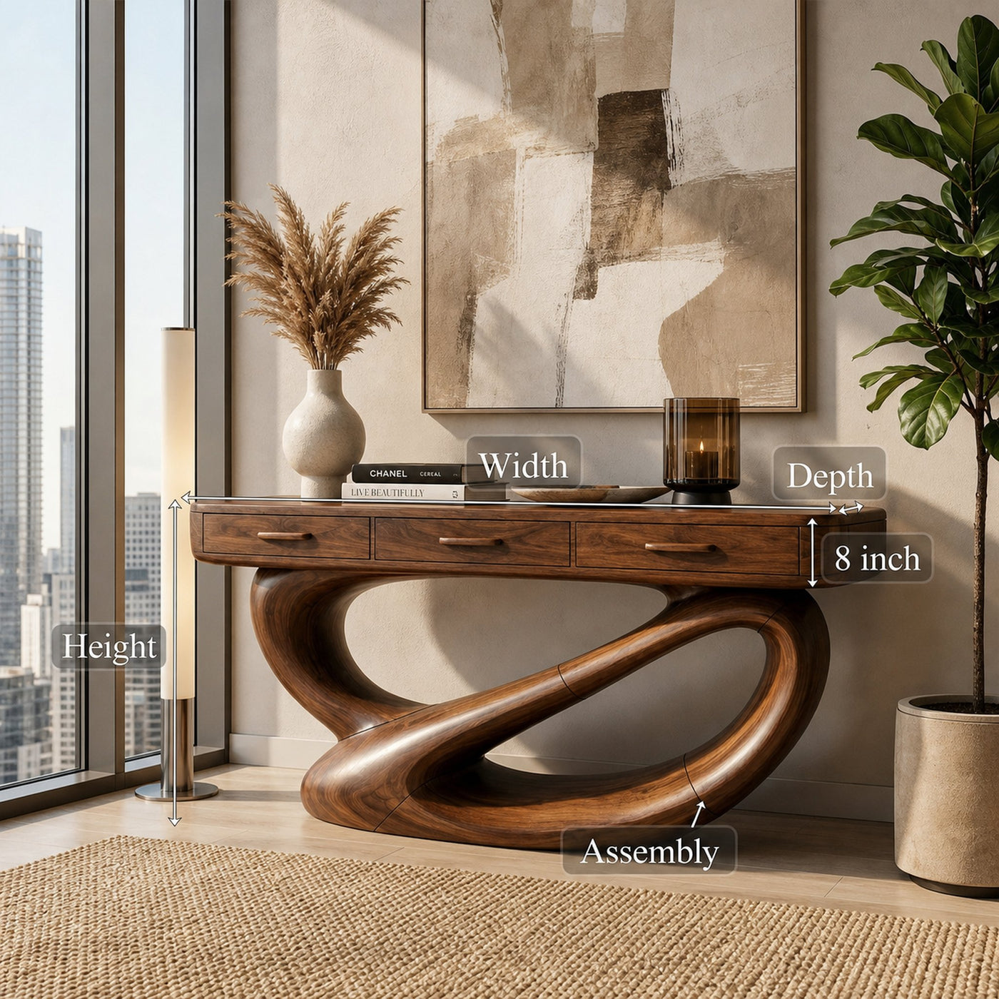 Rustic Console Table For Bedroom Hallway - product view 8
