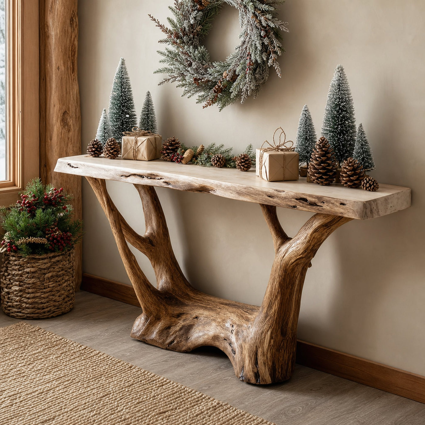 Rustic Console Table Hallway Or Entryway Christmas