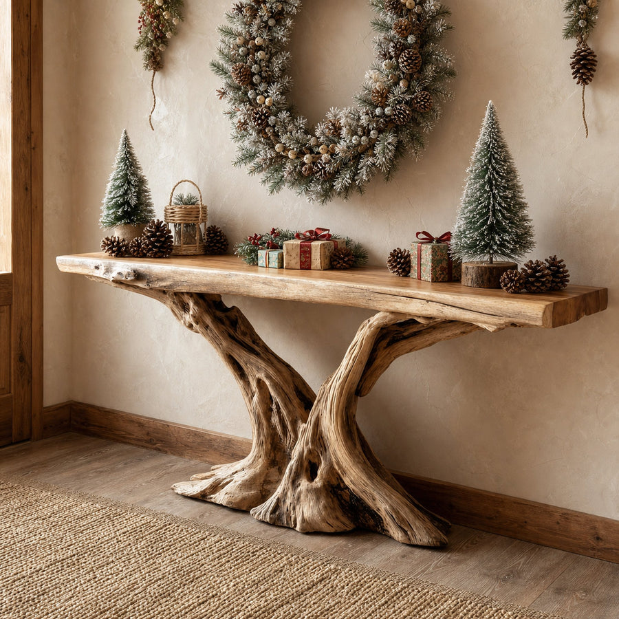 Rustic Console Table Living Room Holiday Accent