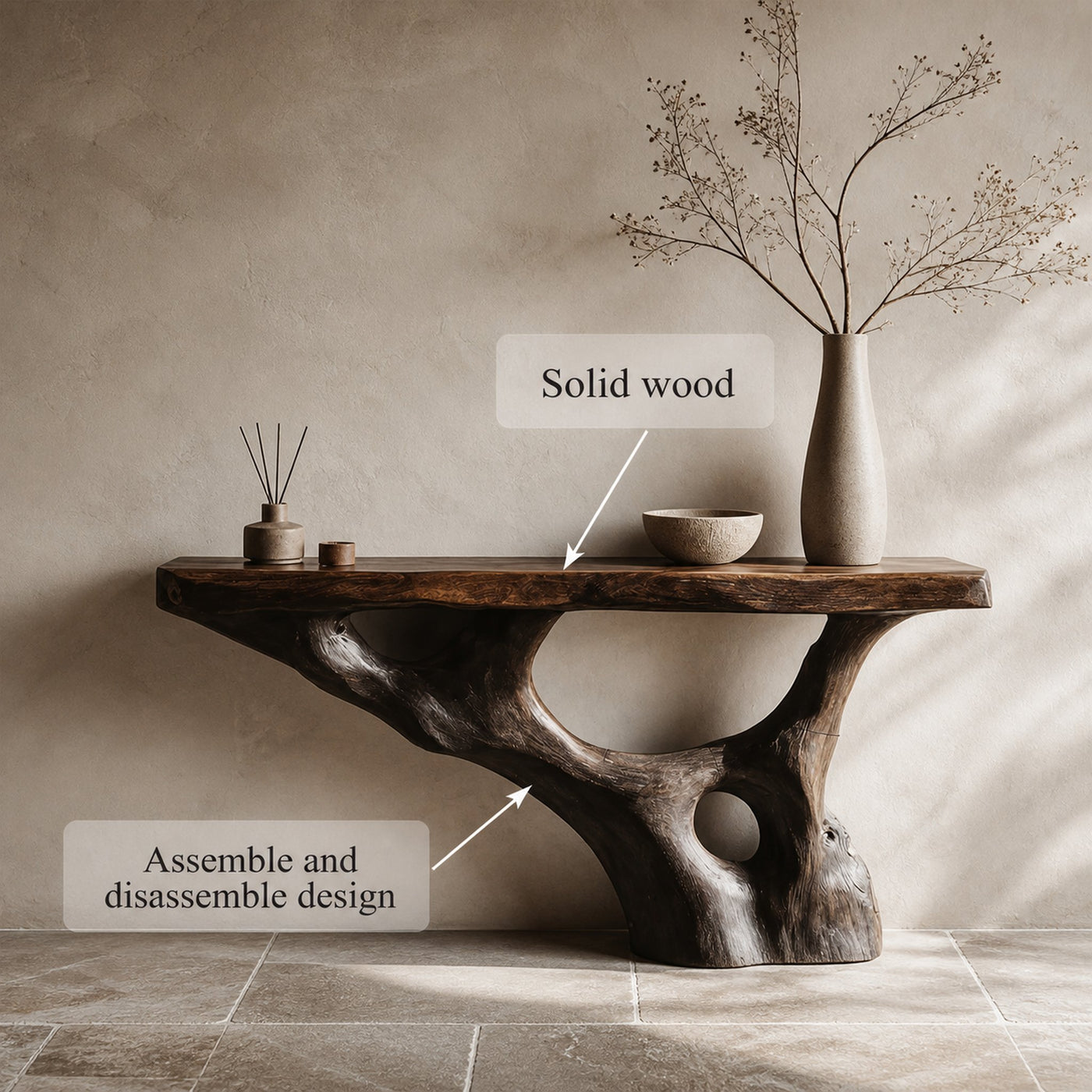 Rustic Console Table Living Room Or Entryway - product view 3